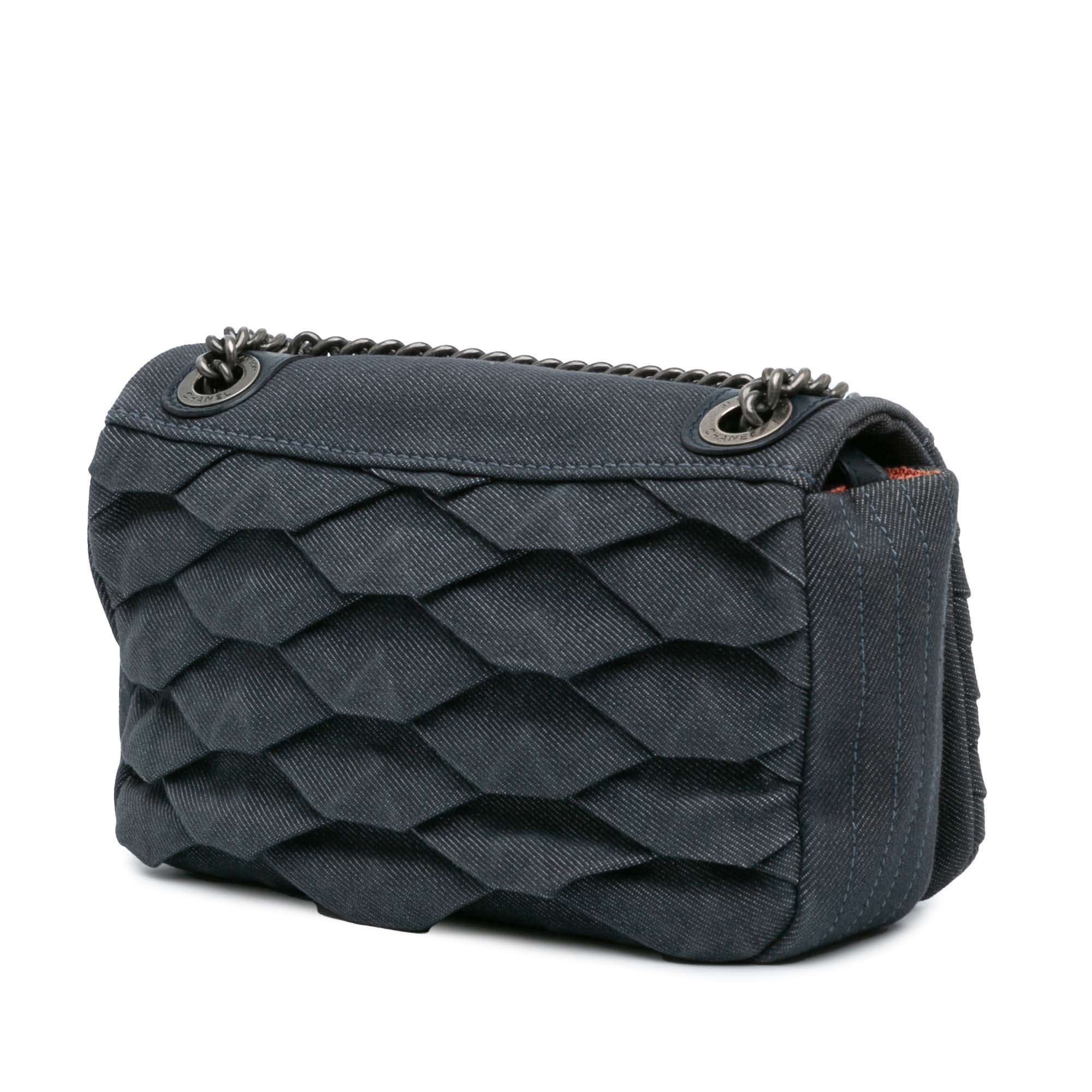 Chanel Small Pleated Denim Scale Effect Turtle Flap - image 2