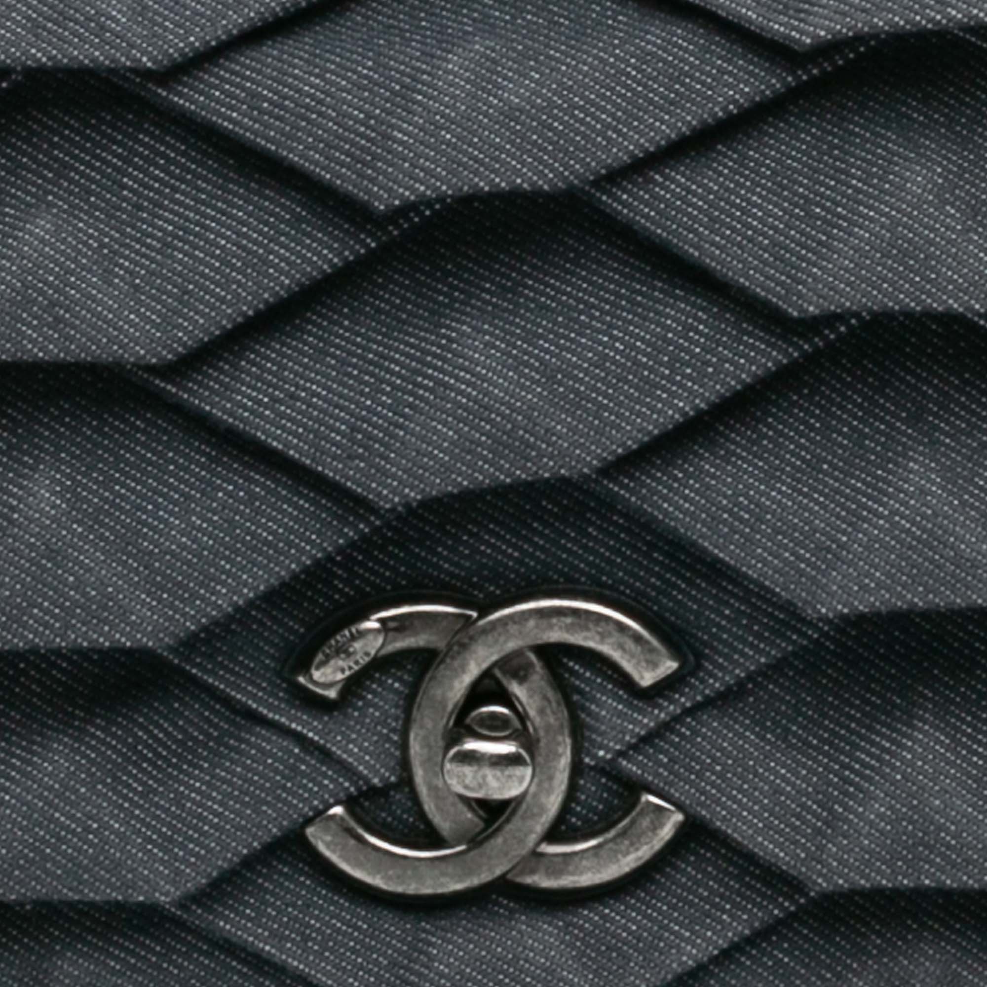 Chanel Small Pleated Denim Scale Effect Turtle Flap - image 7