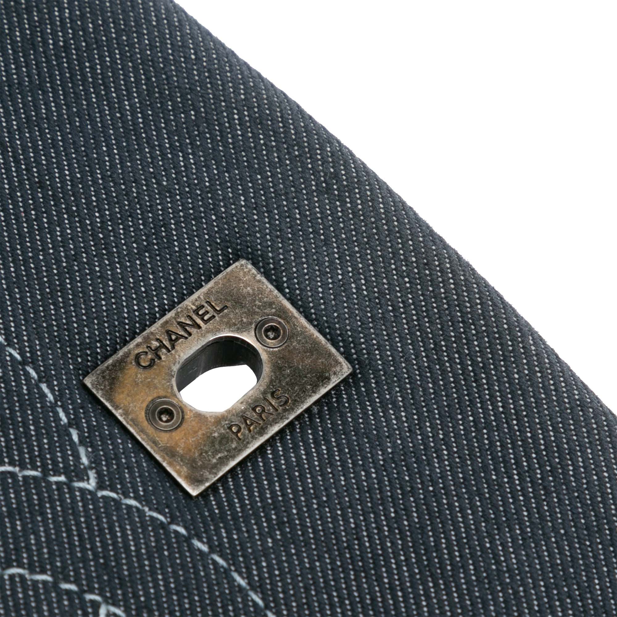 Chanel Small Pleated Denim Scale Effect Turtle Flap - image 9