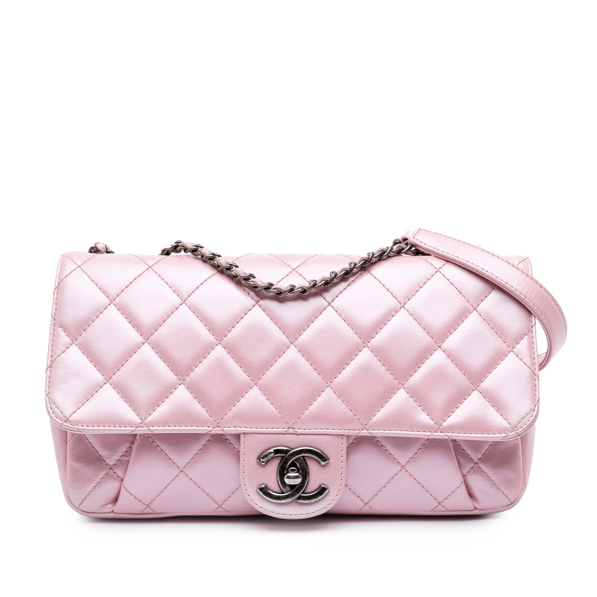 Chanel Medium Quilted Metallic Calfskin Coco Pleats Chain Flap - image 1
