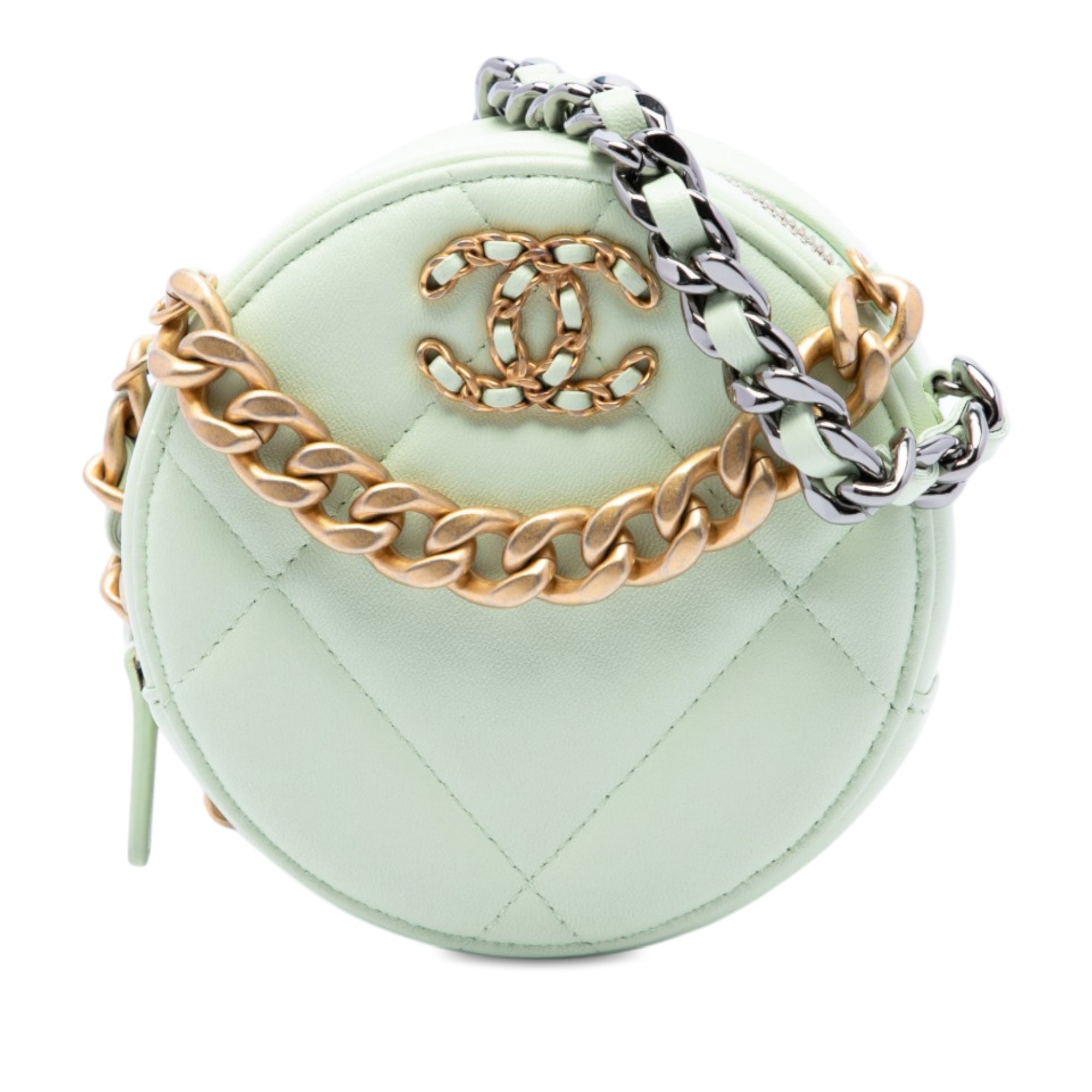 Chanel Lambskin 19 Round Clutch with Chain - image 1