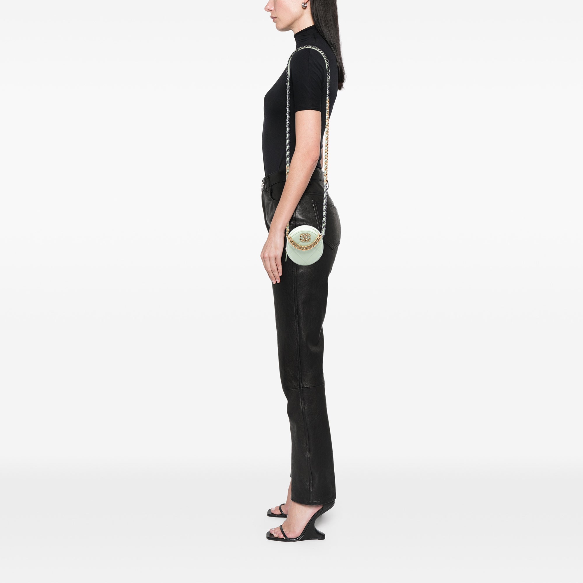 Chanel Lambskin 19 Round Clutch with Chain - image 6