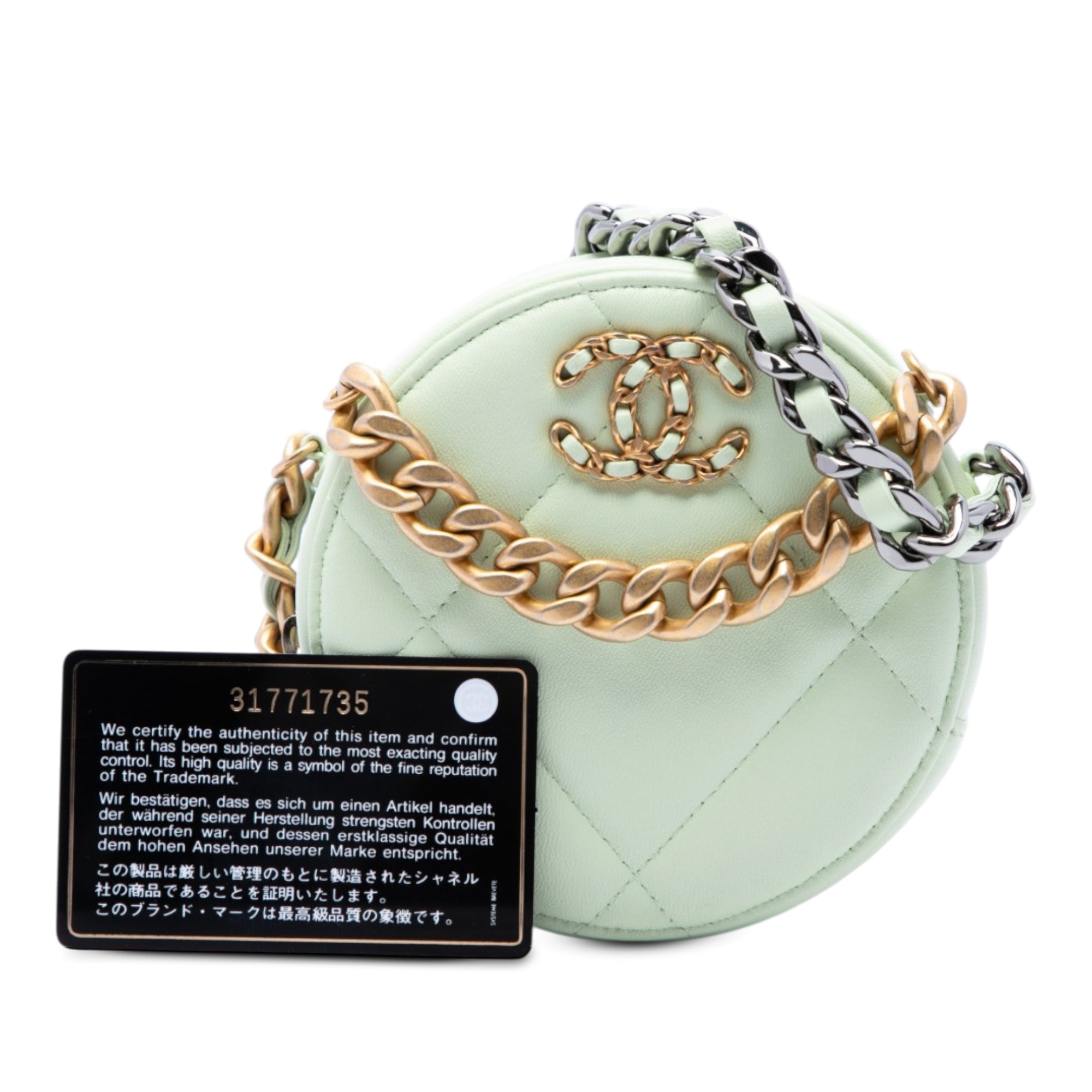 Chanel Lambskin 19 Round Clutch with Chain - image 7
