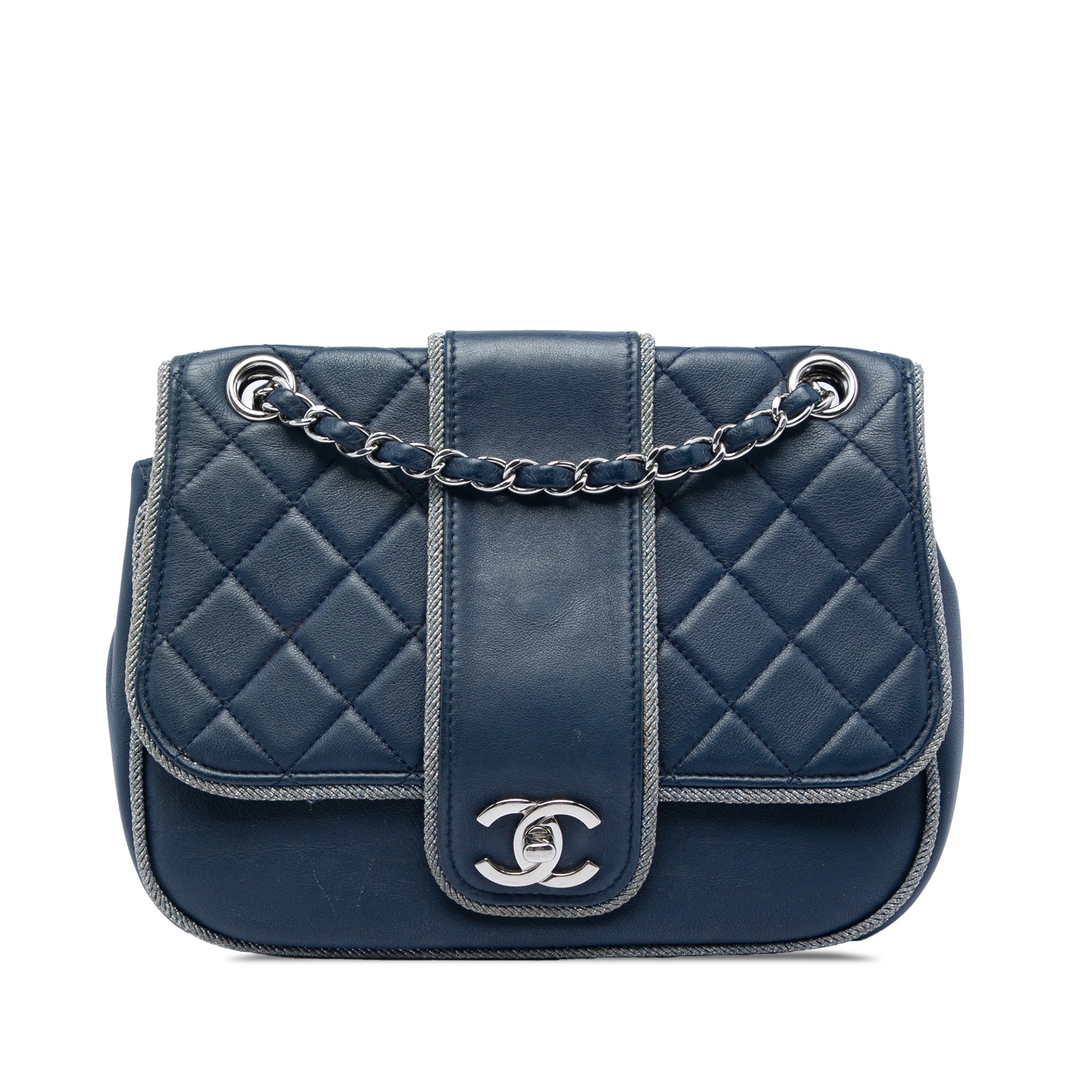 Chanel Medium Quilted Lambskin and Metallic Trim Elementary Chic Flap - image 1