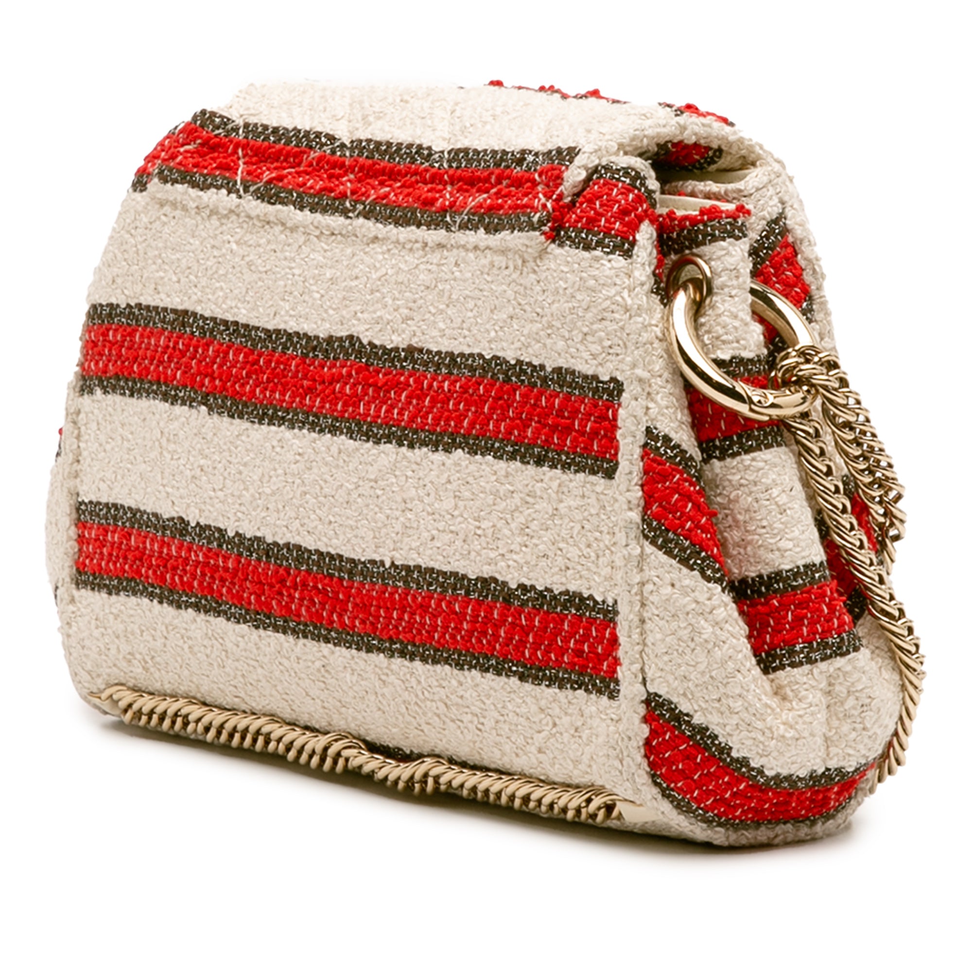 Chanel CC Quilted Tweed Striped Single Flap - image 2