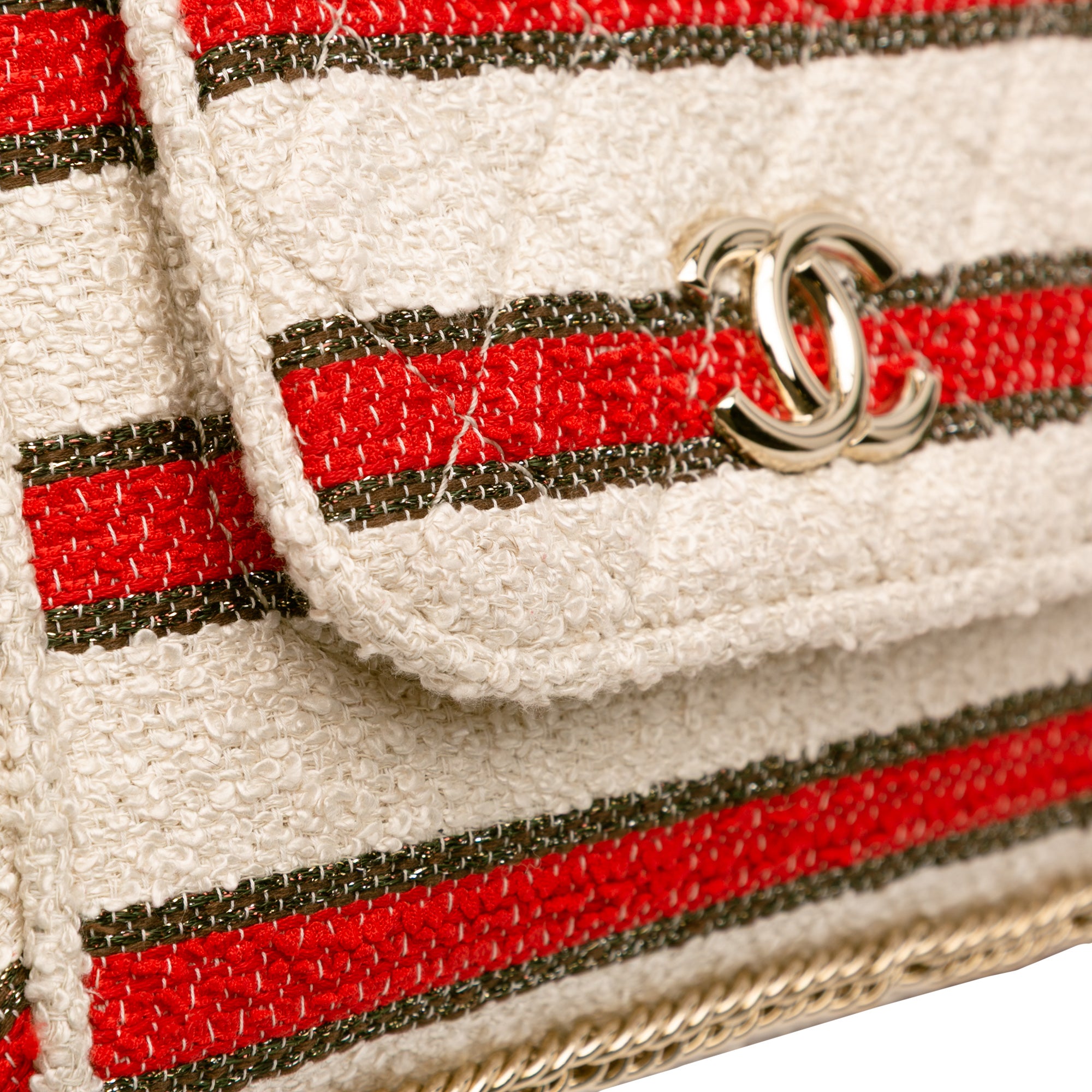 Chanel CC Quilted Tweed Striped Single Flap - image 8