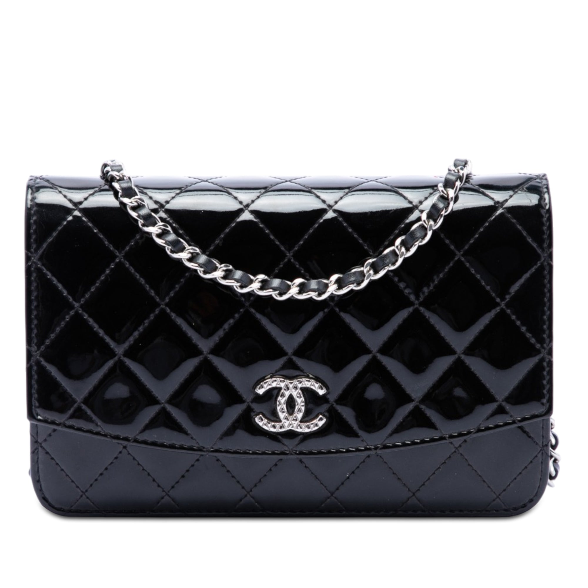 Chanel CC Quilted Patent Brilliant Wallet On Chain - image 1