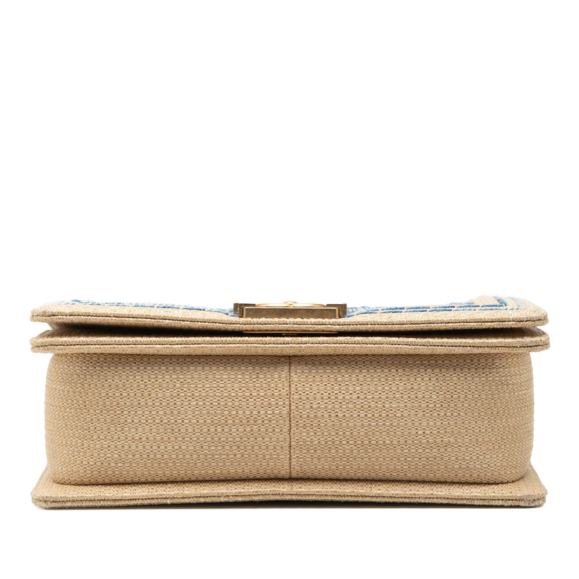 Chanel Old Medium Chevron Raffia Boy Flap - image 3