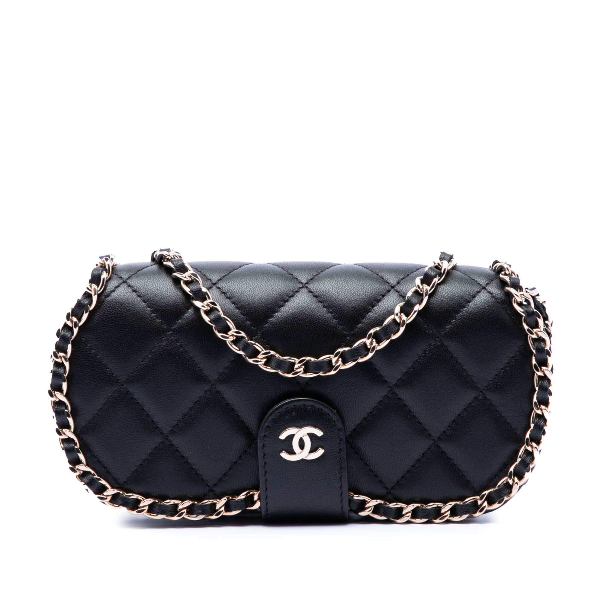 Chanel CC Quilted Lambskin Chain Around Sunglasses Case - image 1