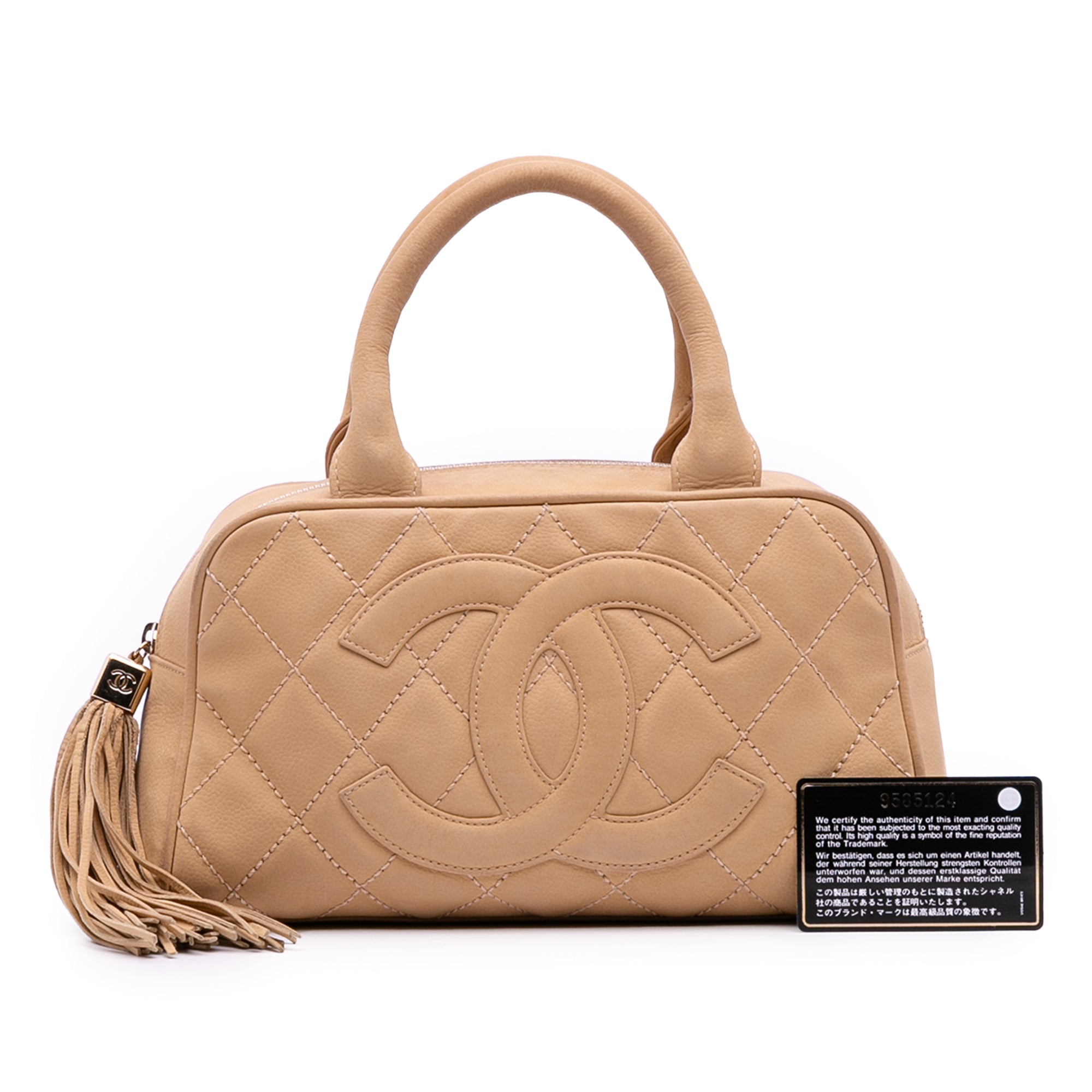 Chanel CC Quilted Caviar Bowling Bag - image 13