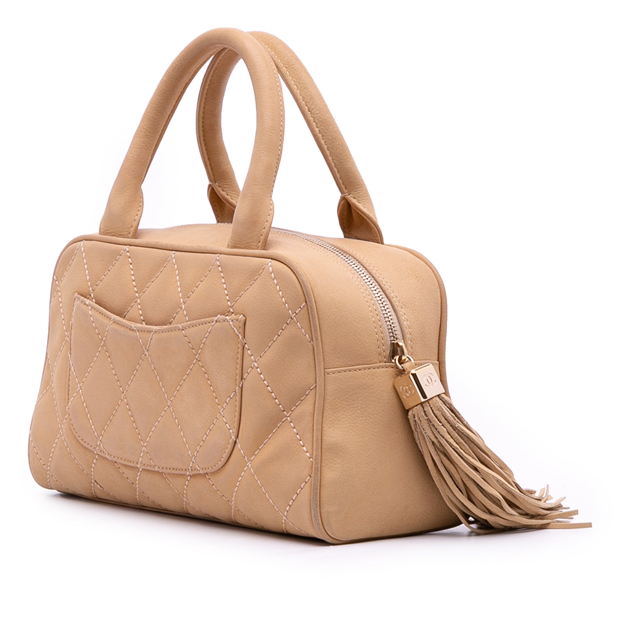 Chanel CC Quilted Caviar Bowling Bag - image 2