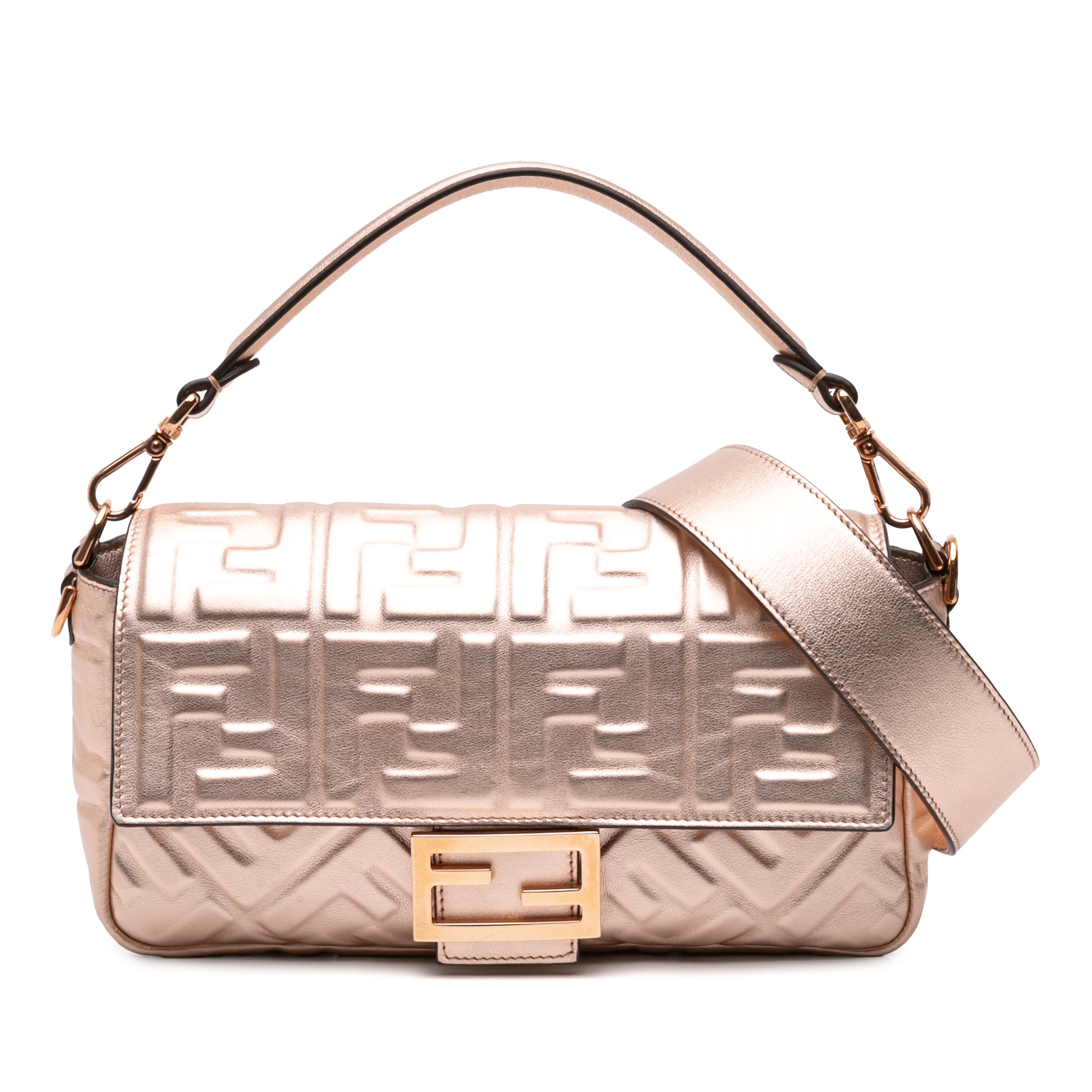 Fendi Zucca Embossed Leather Baguette Satchel - image 1