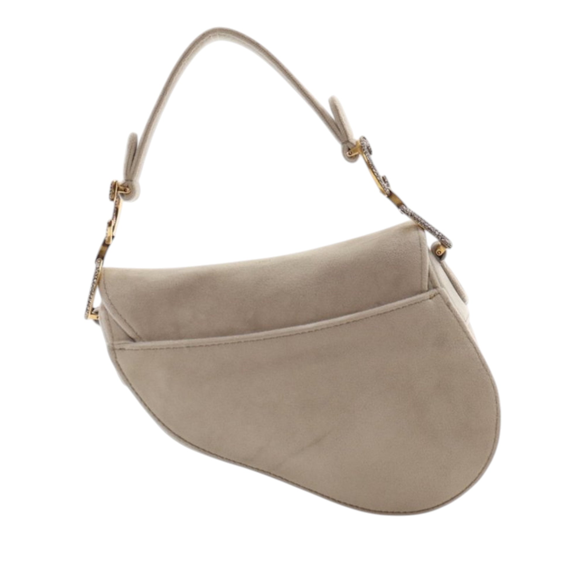 Dior Mini Velvet Crystal Embellished Hardware Saddle Bag - image 3