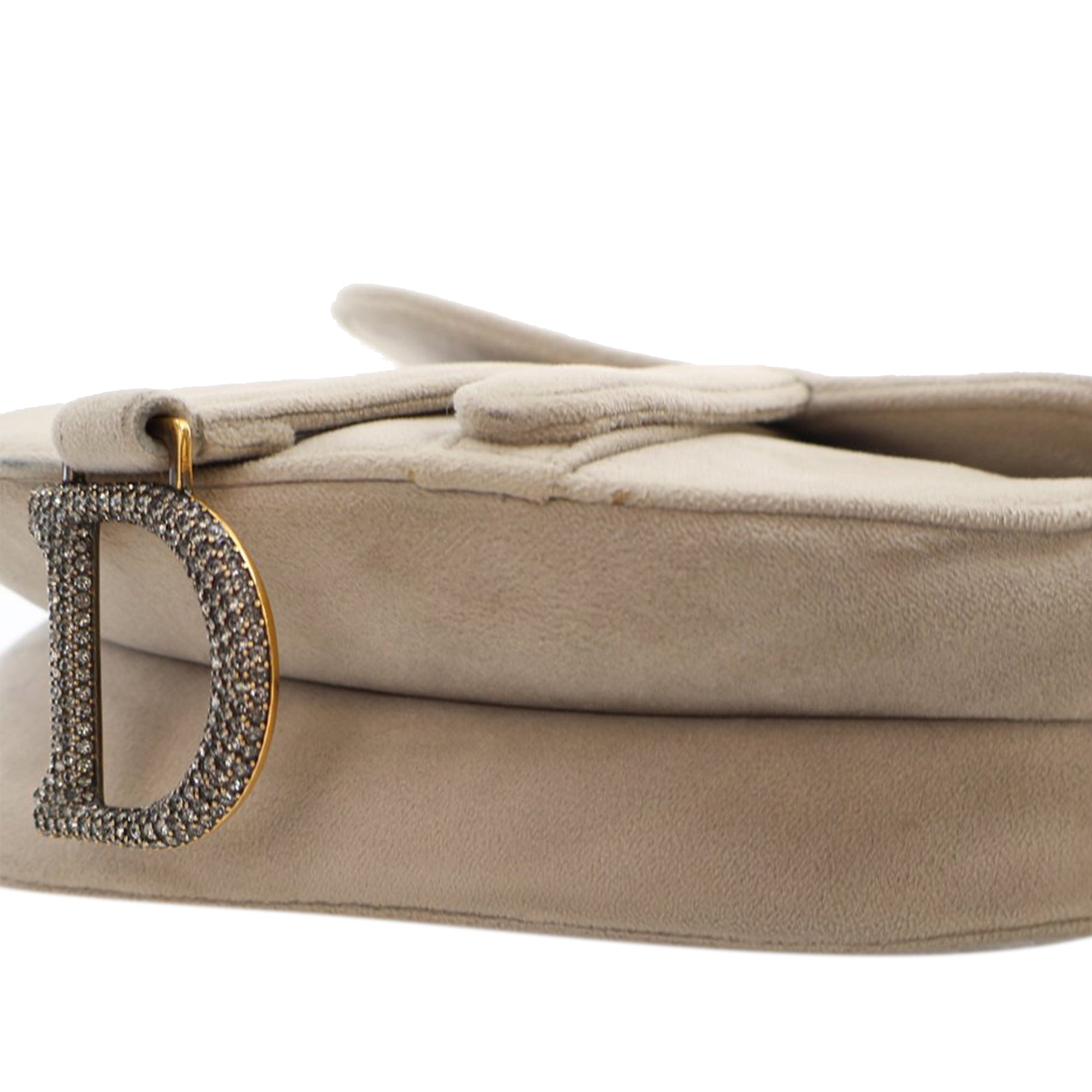 Dior Mini Velvet Crystal Embellished Hardware Saddle Bag - image 8