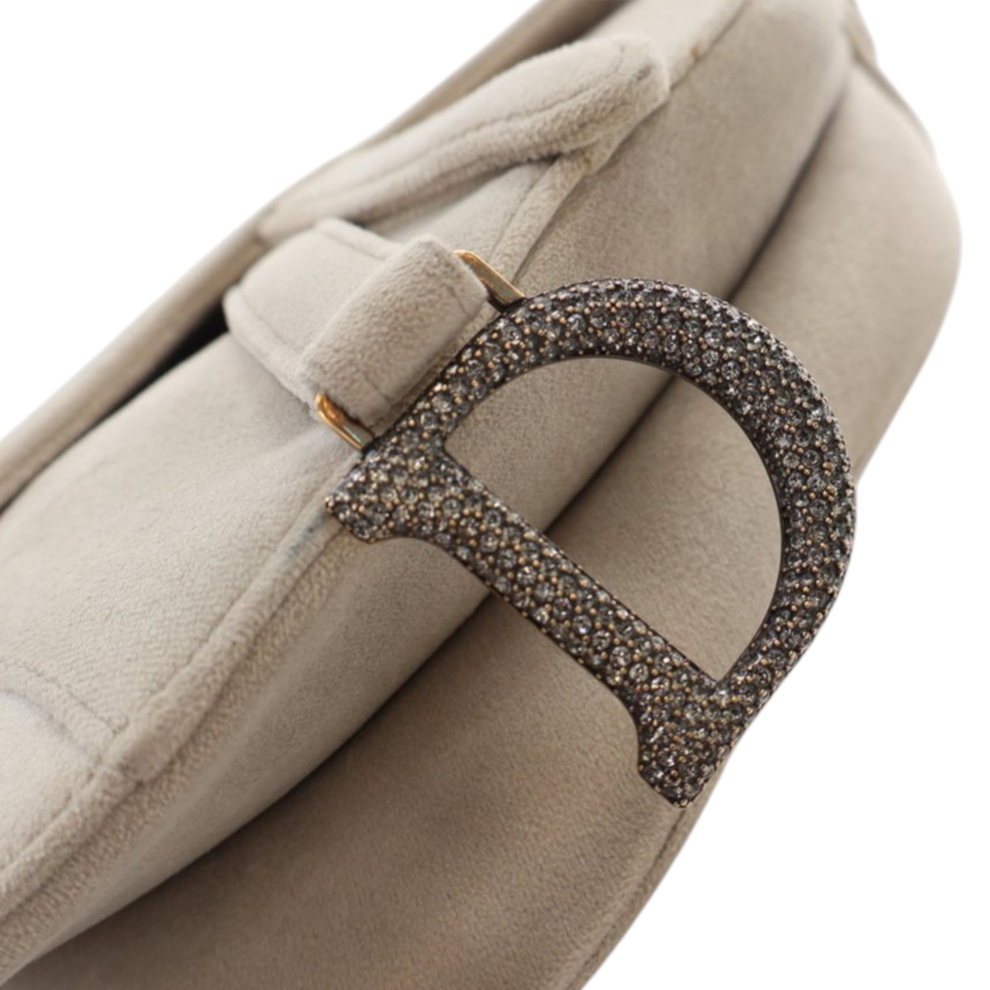 Dior Mini Velvet Crystal Embellished Hardware Saddle Bag - image 9