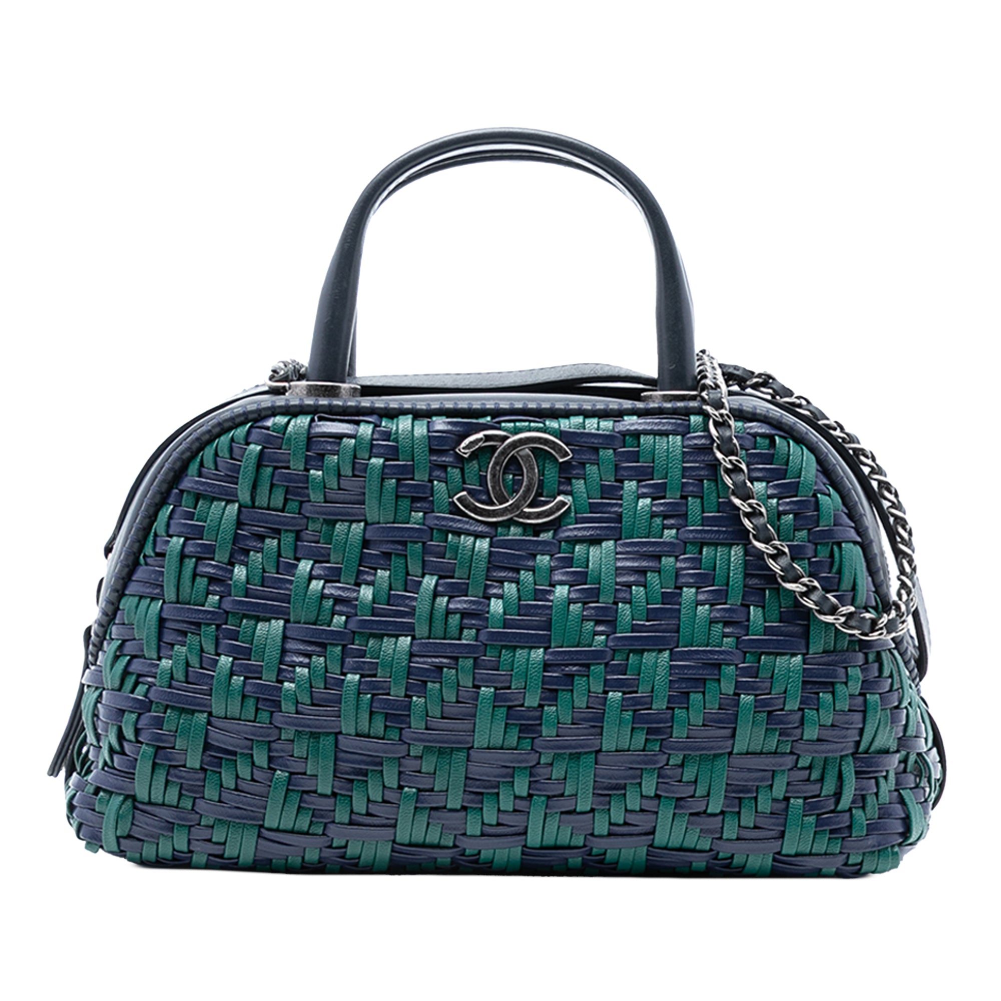 Chanel CC Woven Calfskin Bowling Bag - image 1