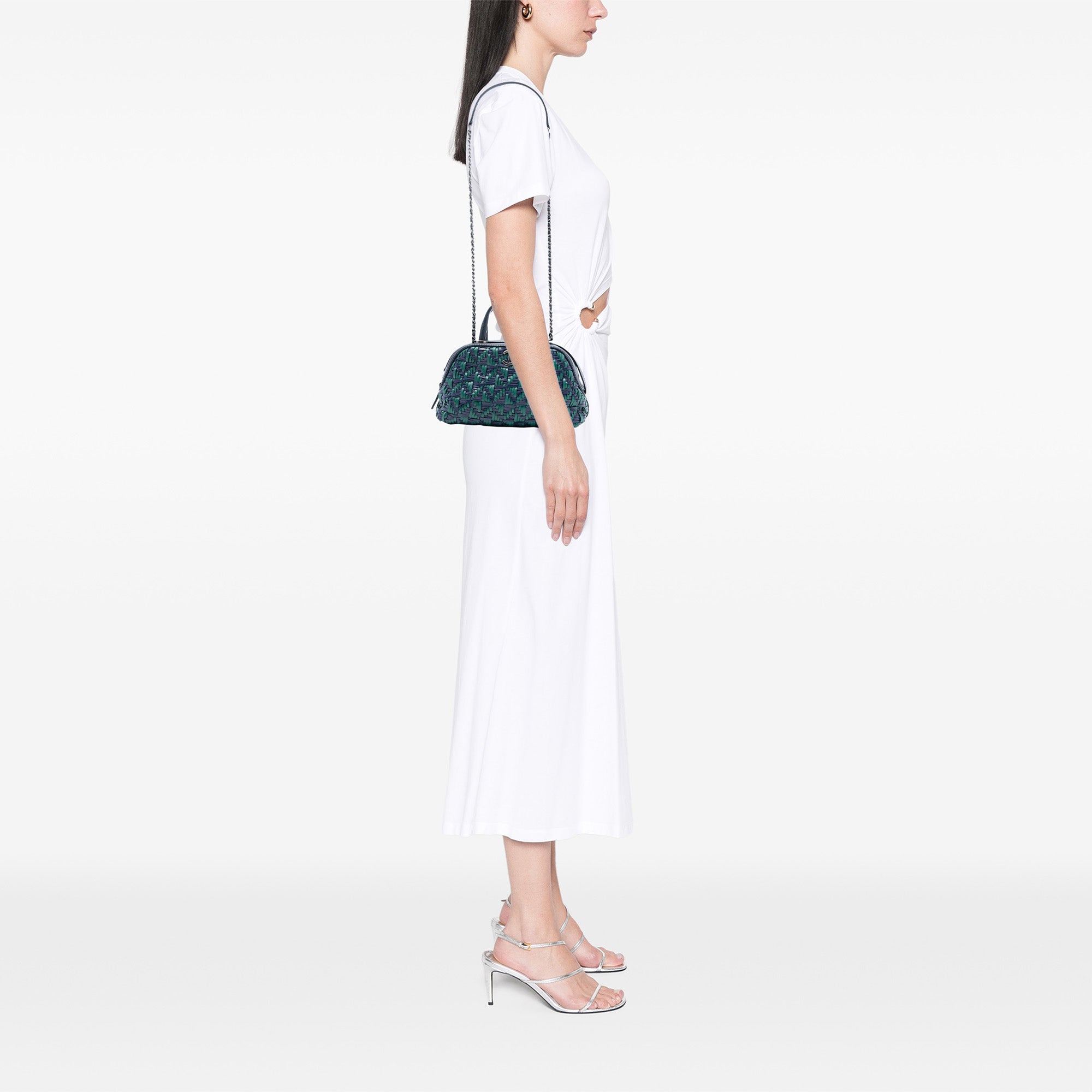 Chanel CC Woven Calfskin Bowling Bag - image 7