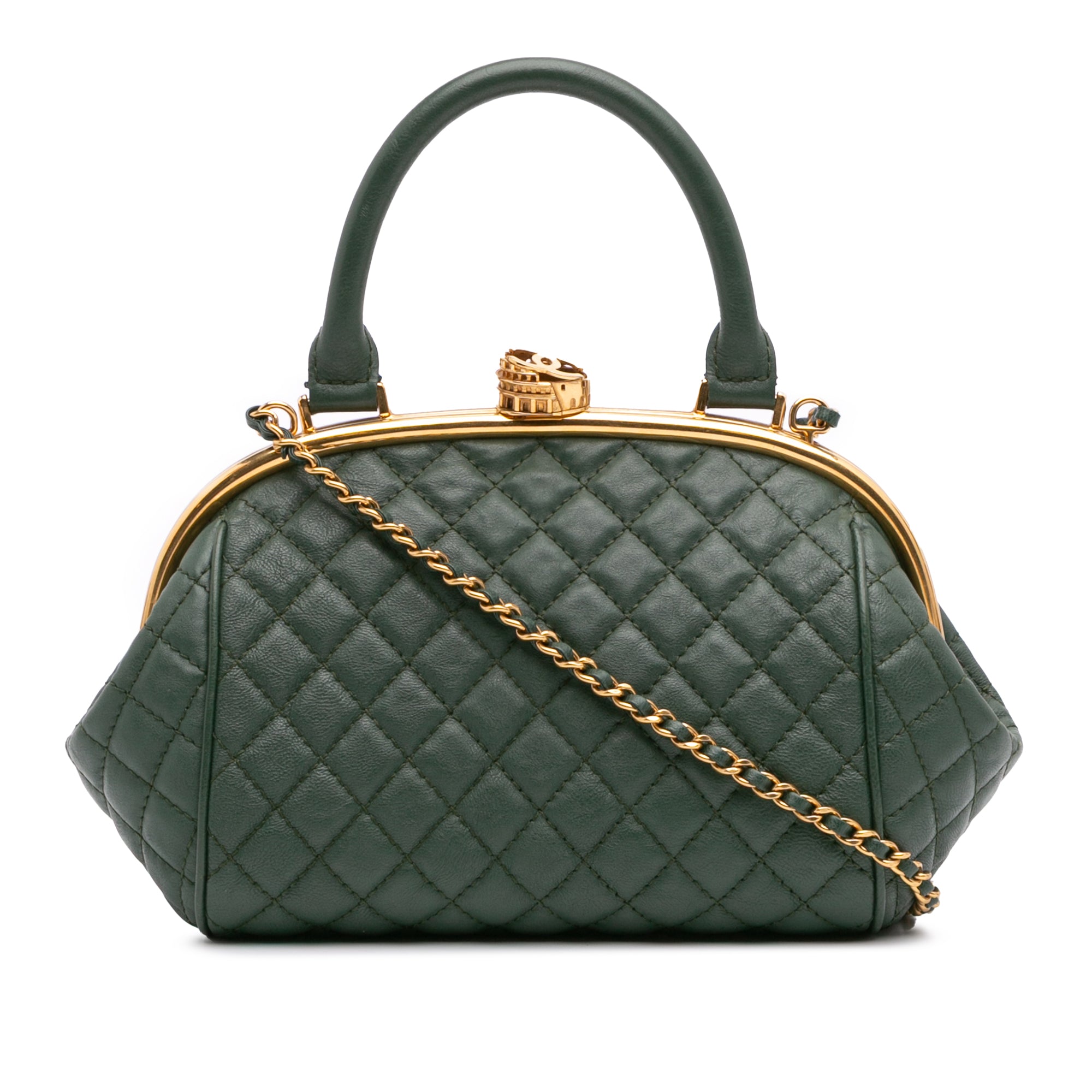 Chanel Small Quilted Calfskin Colosseum Lock Frame Bowling Bag - image 1