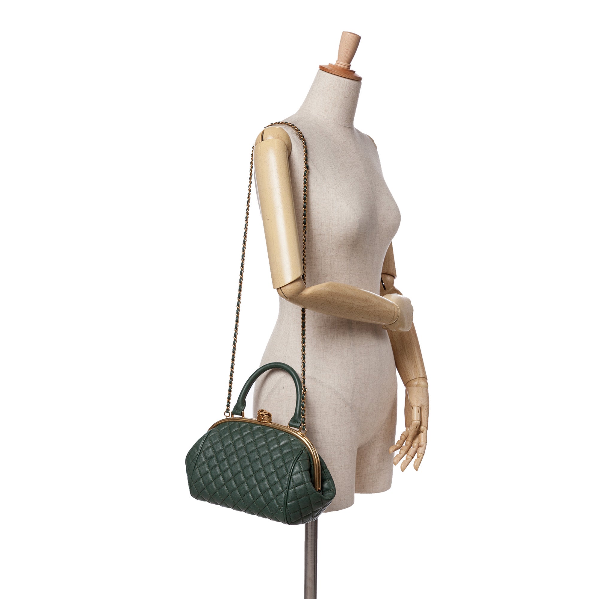 Chanel Small Quilted Calfskin Colosseum Lock Frame Bowling Bag - image 12