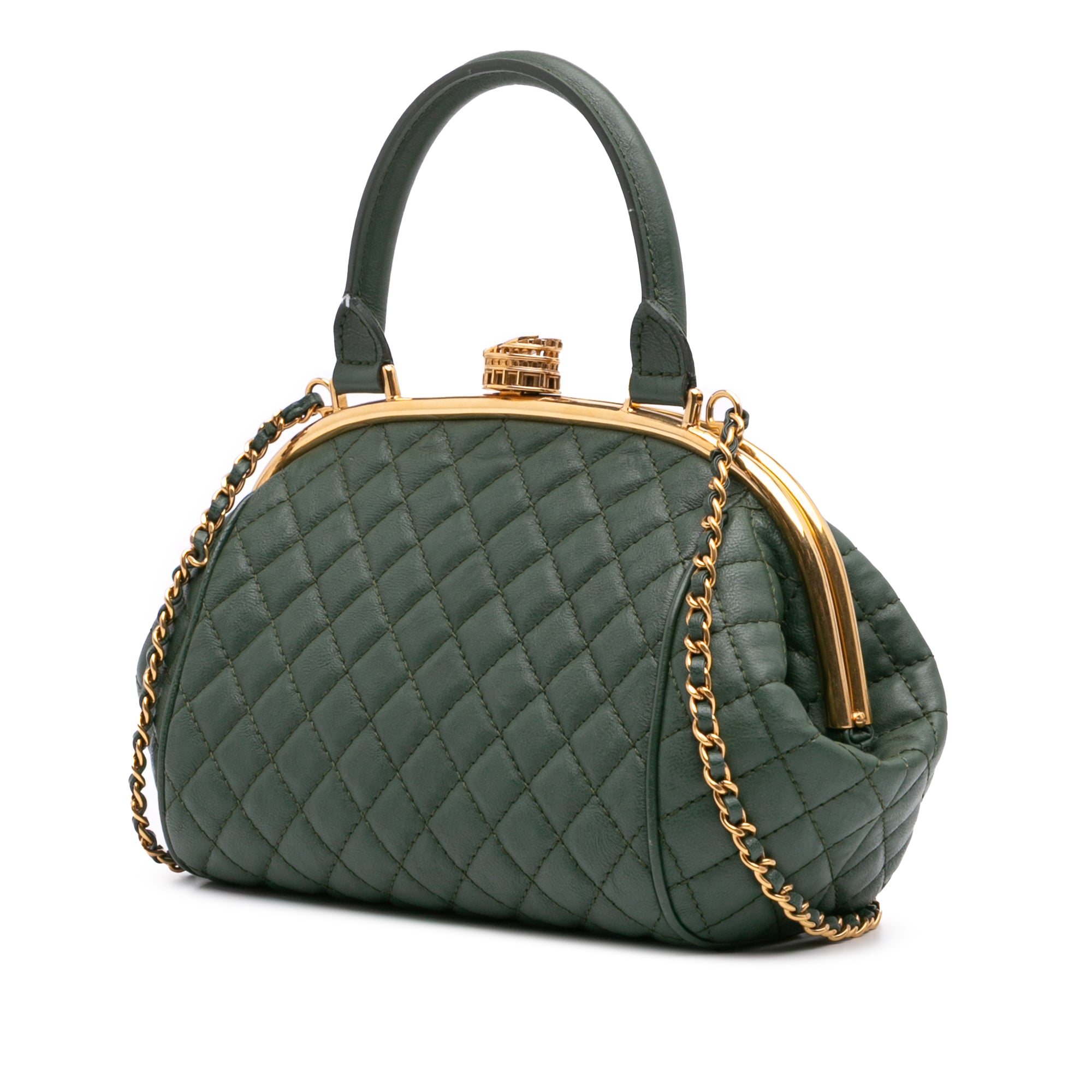 Chanel Small Quilted Calfskin Colosseum Lock Frame Bowling Bag - image 2
