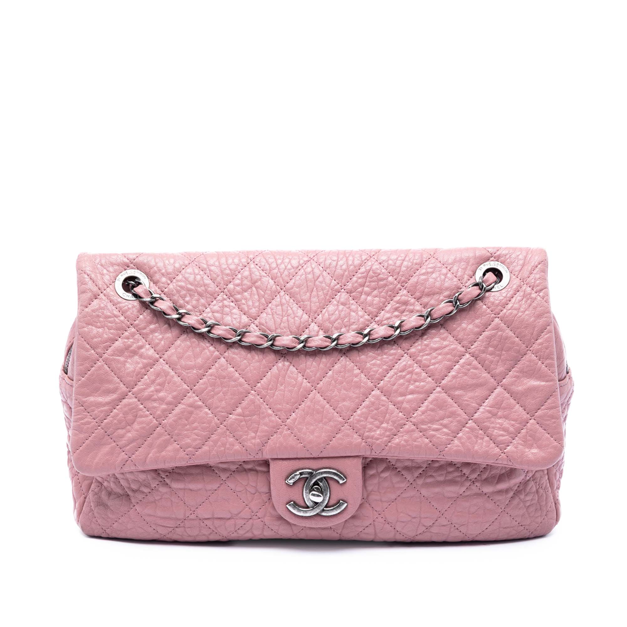 Chanel Jumbo Quilted Distressed Calfskin Easy Flap - image 1