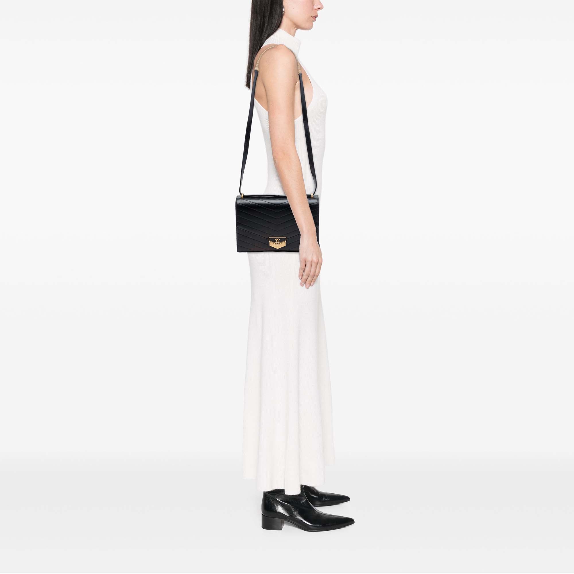 Chanel CC Chevron Calfskin Medal Flap - image 6