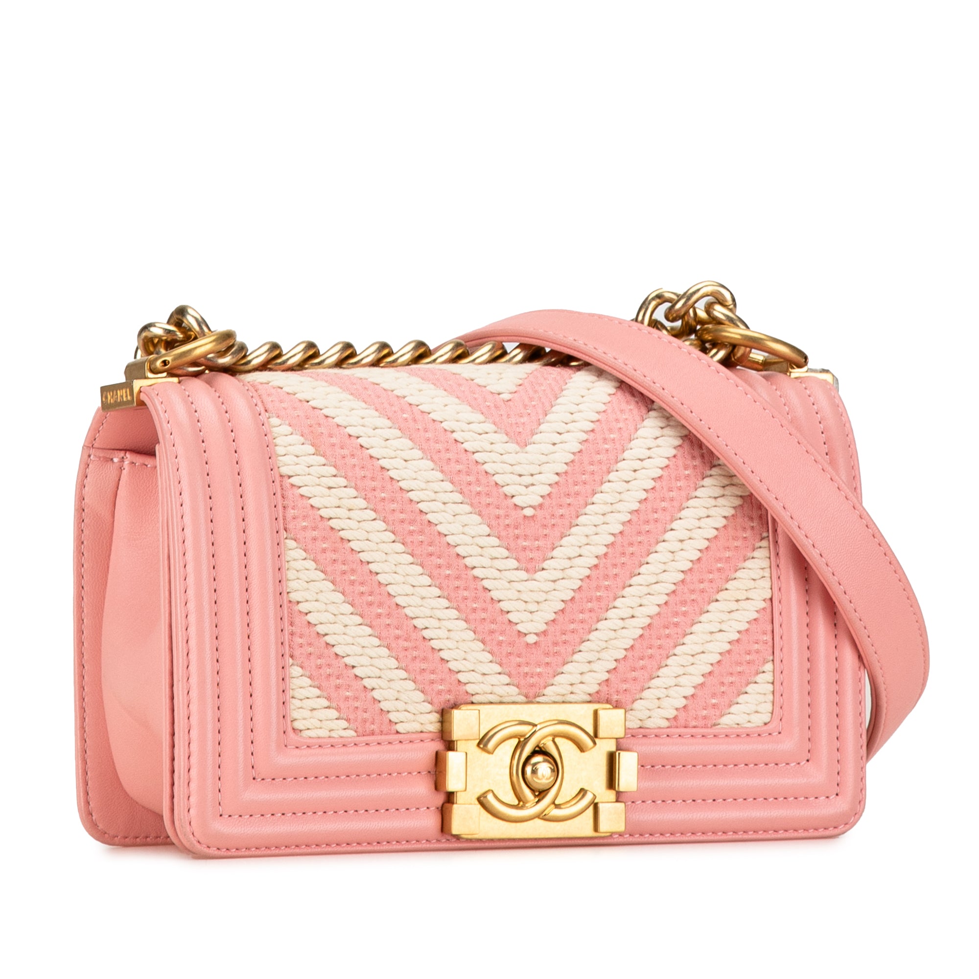 Chanel Small Braided Chevron Cotton and Lambskin Boy Flap - image 2