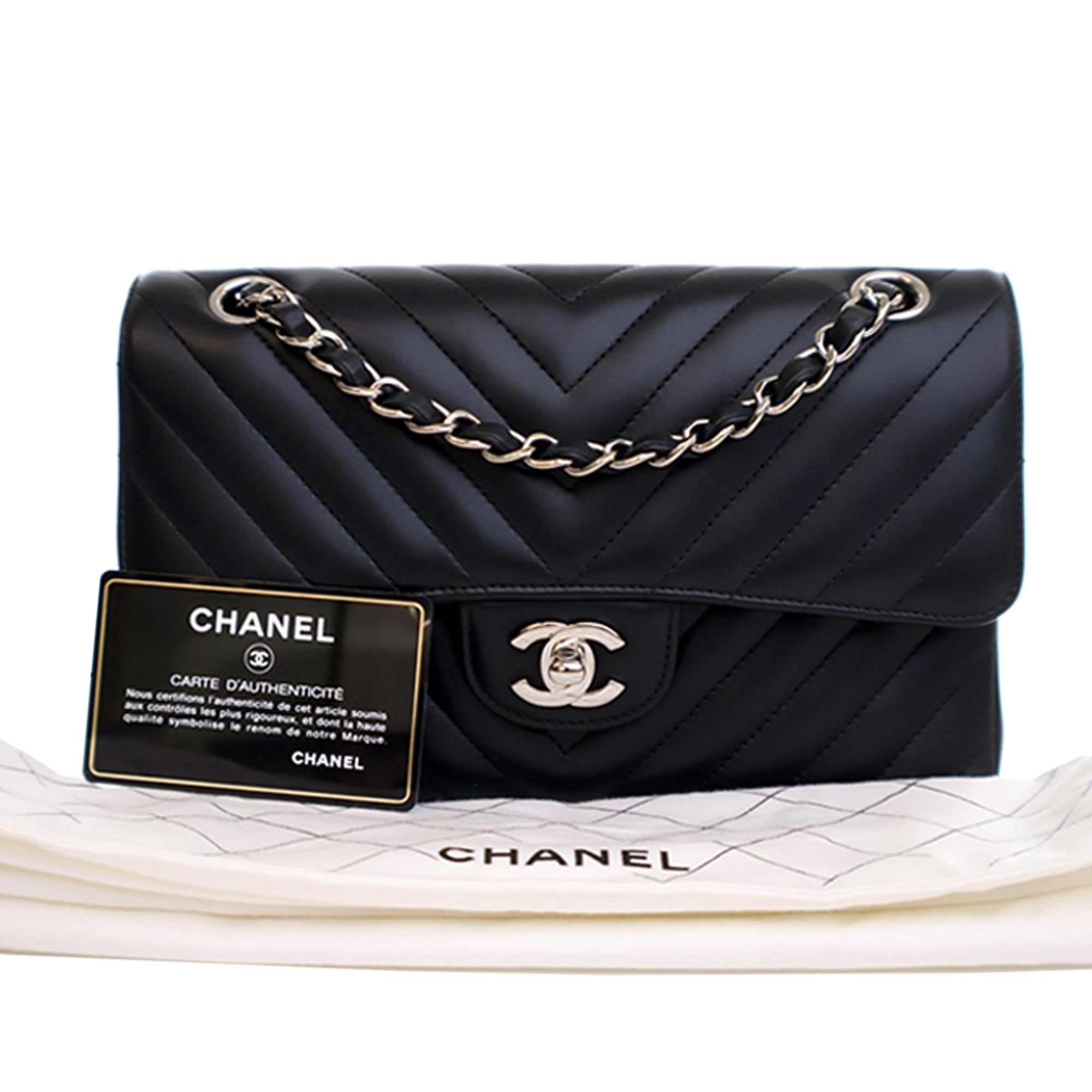 Chanel Small Classic Chevron Lambskin Double Flap - image 15