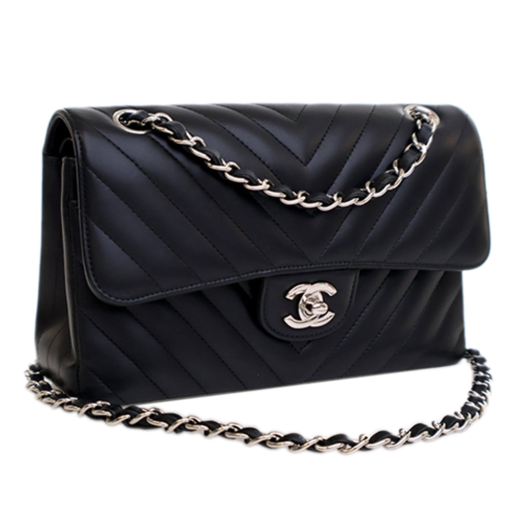 Chanel Small Classic Chevron Lambskin Double Flap - image 3