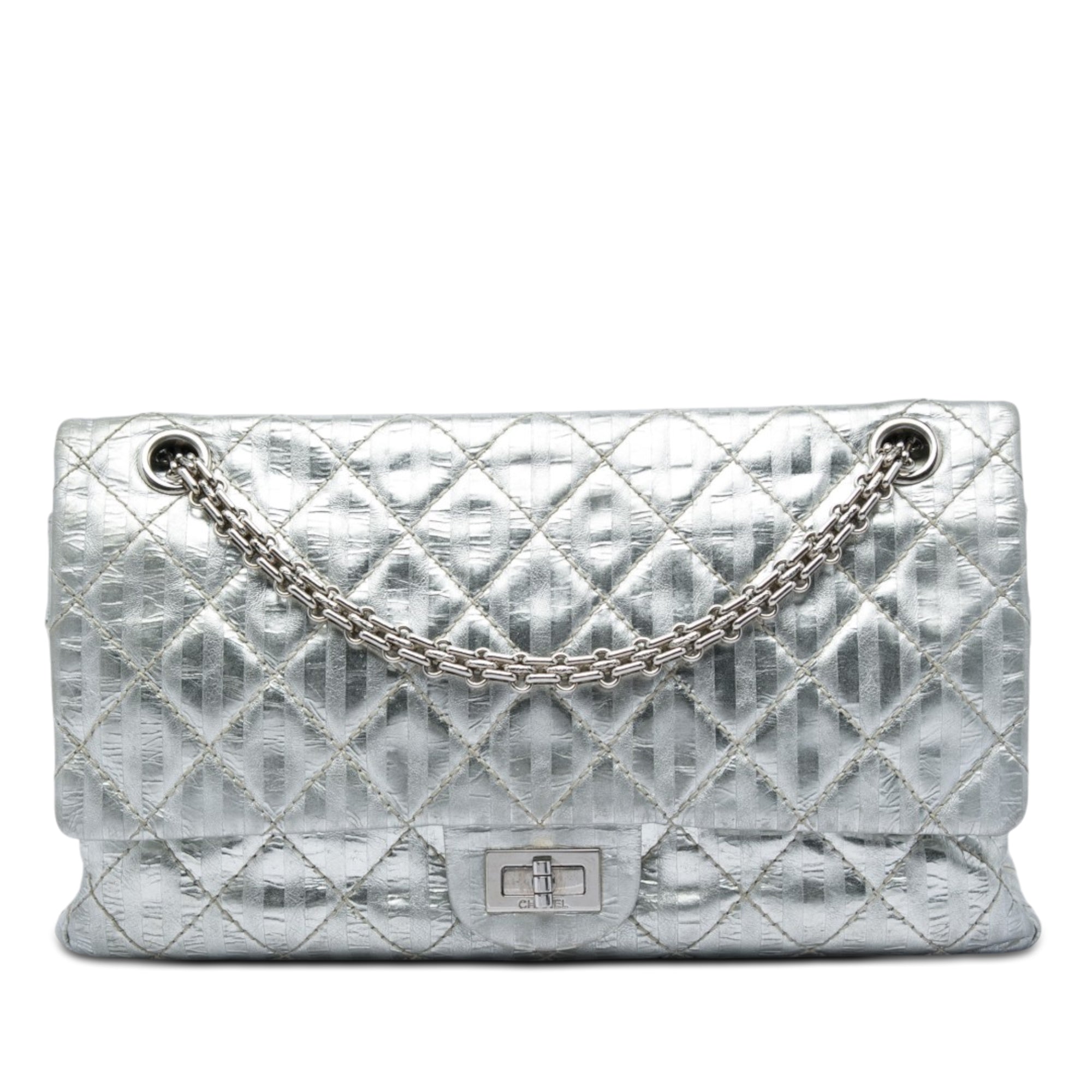 Chanel Quilted Metallic Striped Aged Calfskin Reissue 2.55 Double Flap 226 - image 1