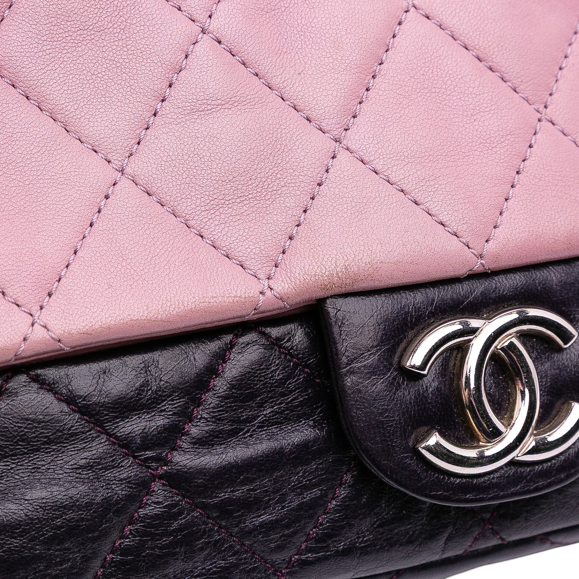 Chanel Medium Bicolor Lambskin and Calfskin CC Chain Flap - image 9