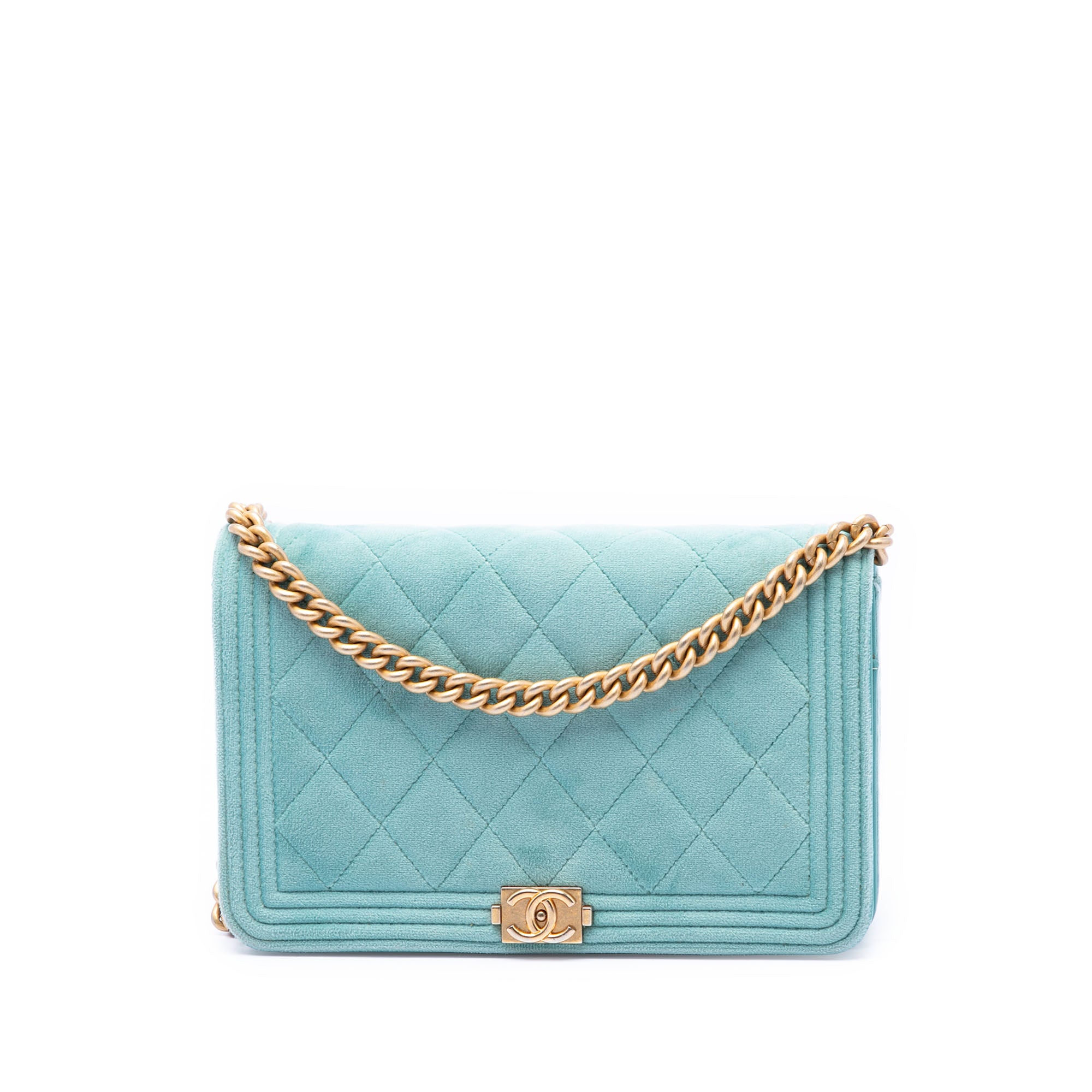 Chanel Quilted Velvet Boy Wallet On Chain - image 1