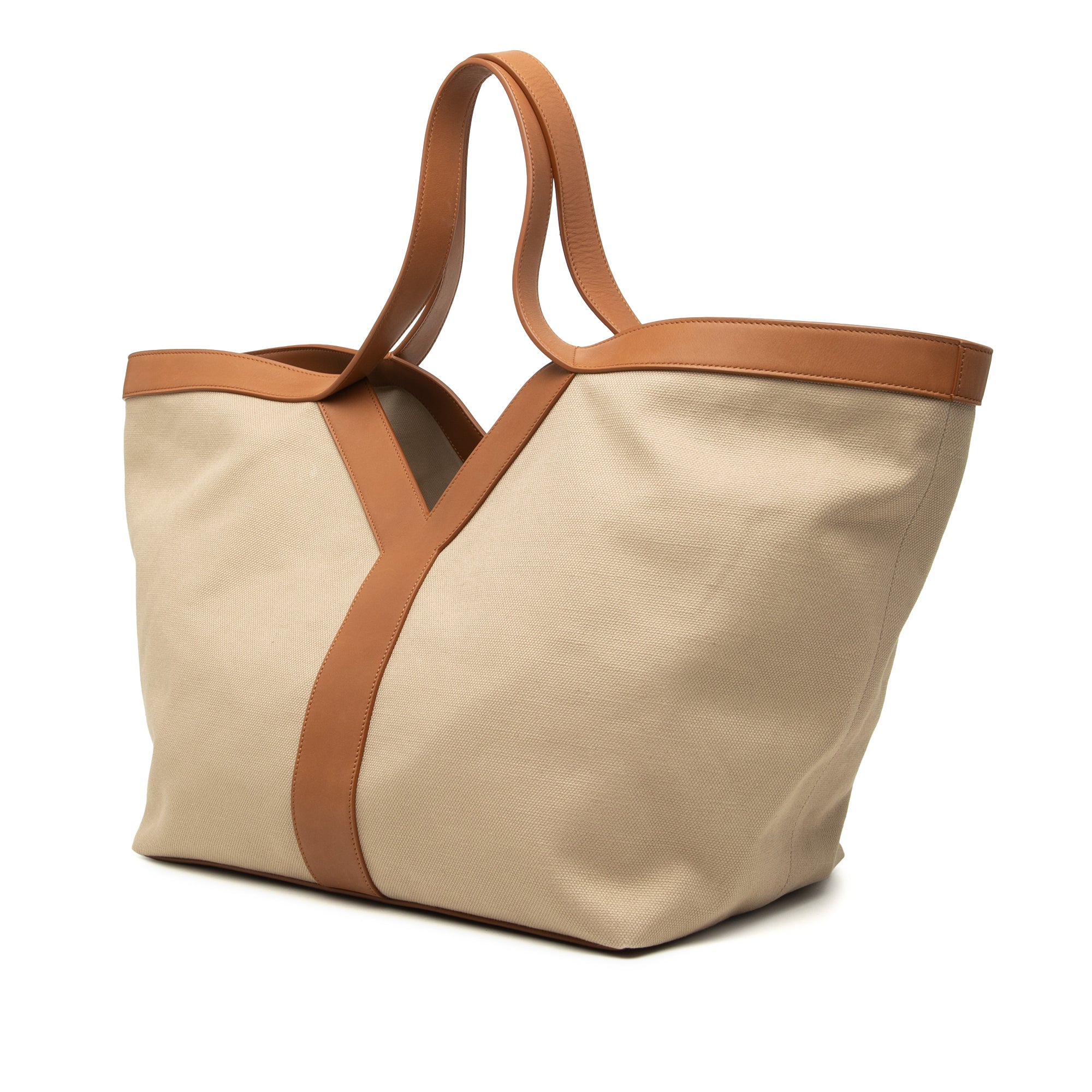 Saint Laurent Leather Trimmed Canvas Y Tote - image 2