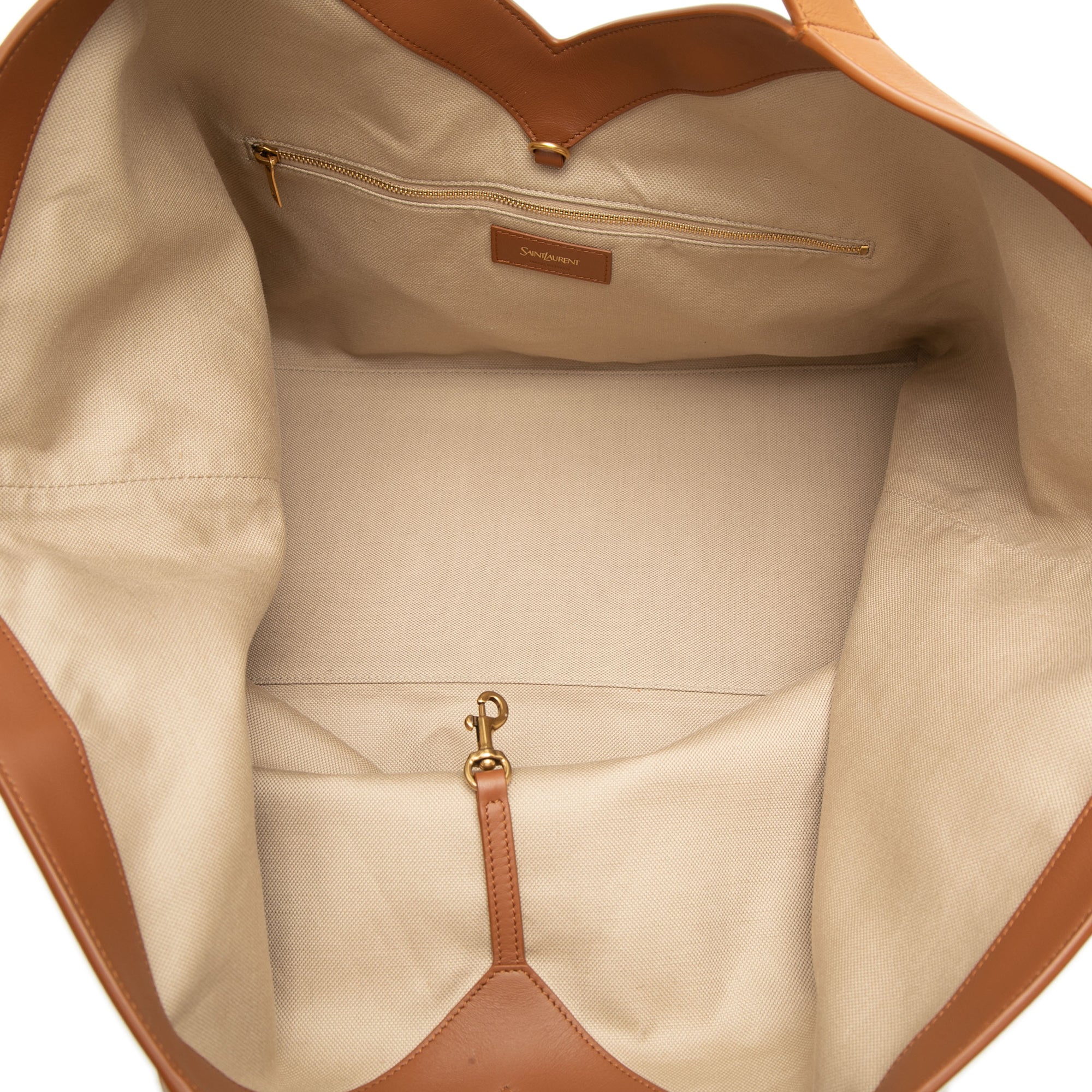 Saint Laurent Leather Trimmed Canvas Y Tote - image 4