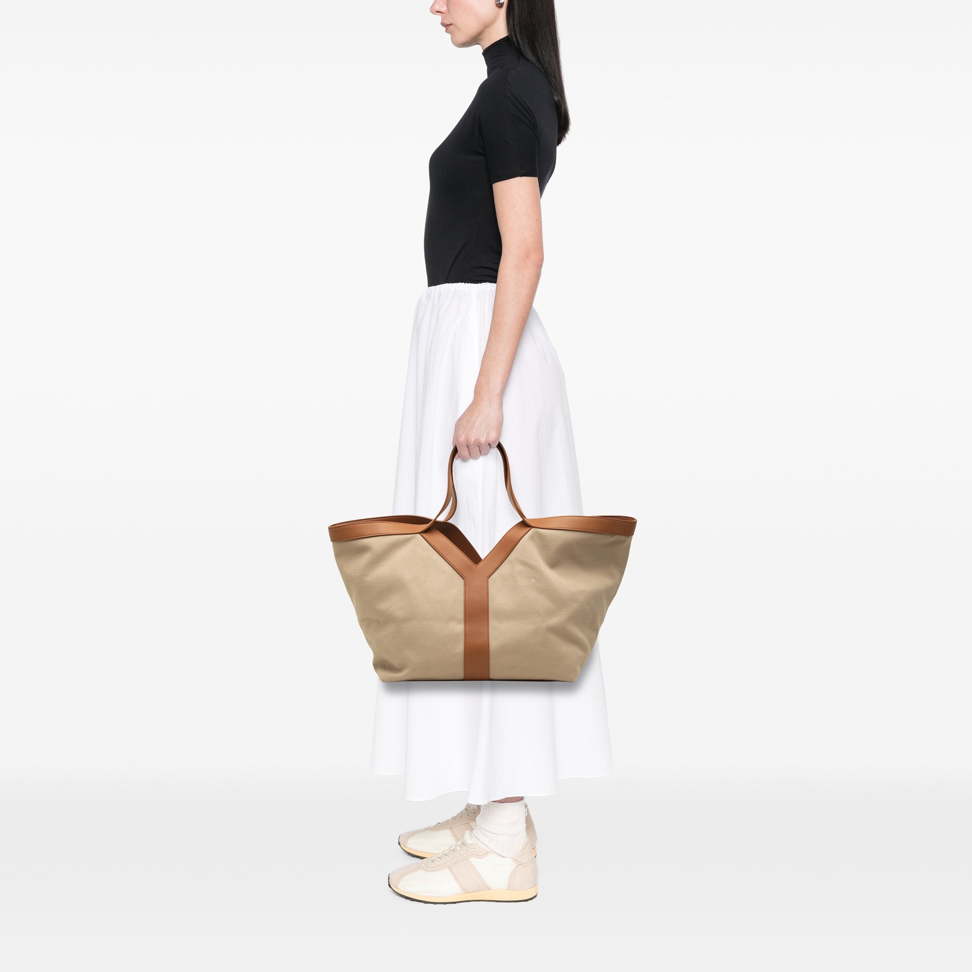 Saint Laurent Leather Trimmed Canvas Y Tote - image 6