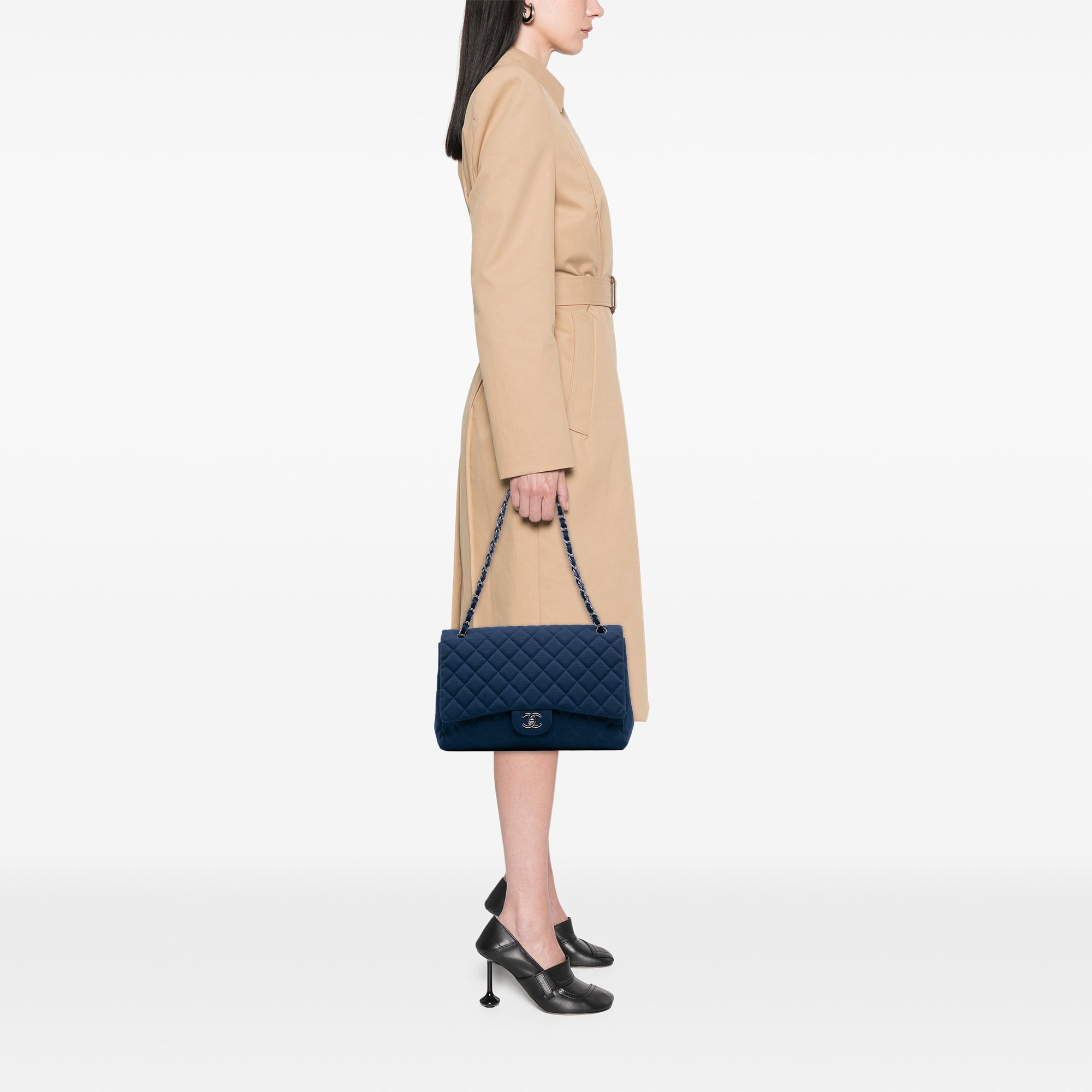 Chanel Maxi Classic Jersey Single Flap - image 12