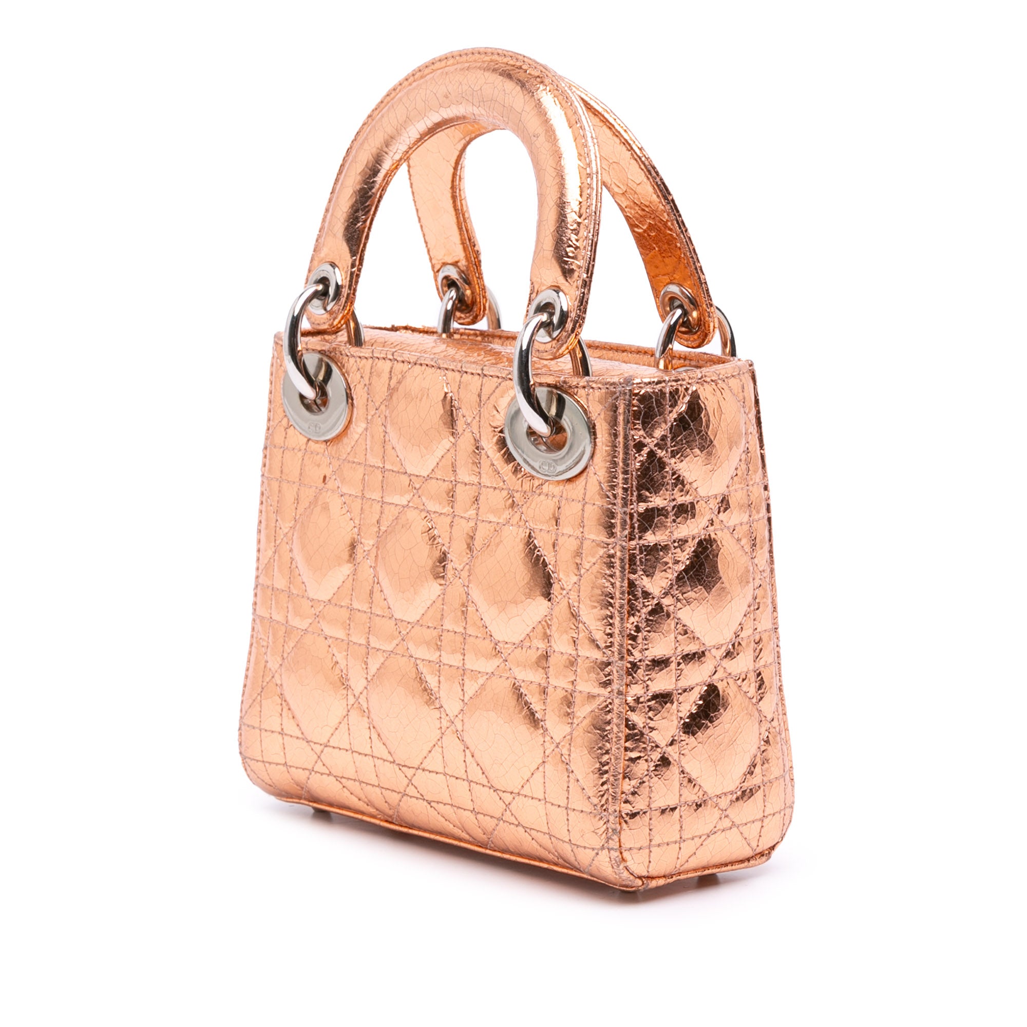 Dior Mini Metallic Crinkled Calfskin Cannage Lady Dior - image 2