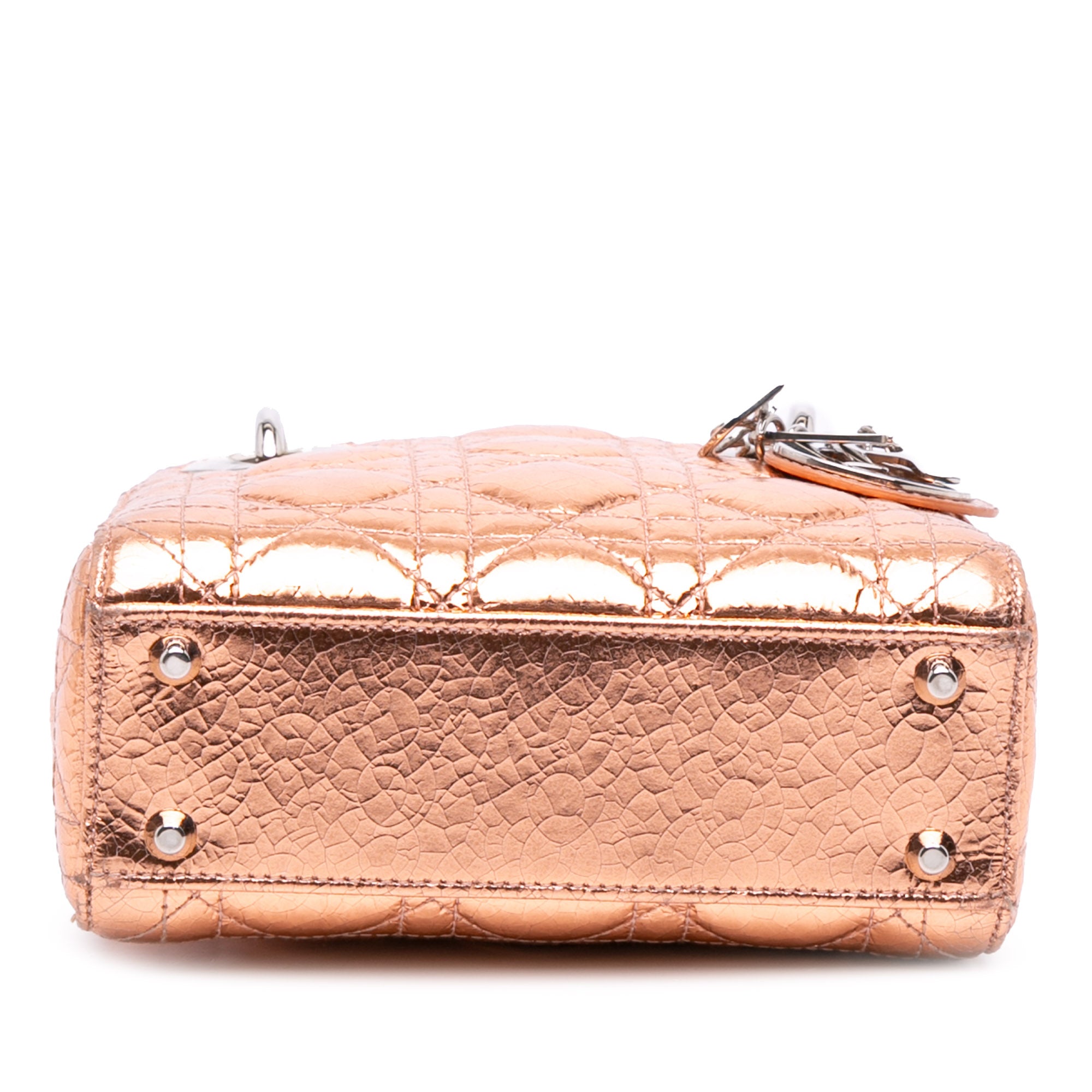 Dior Mini Metallic Crinkled Calfskin Cannage Lady Dior - image 3