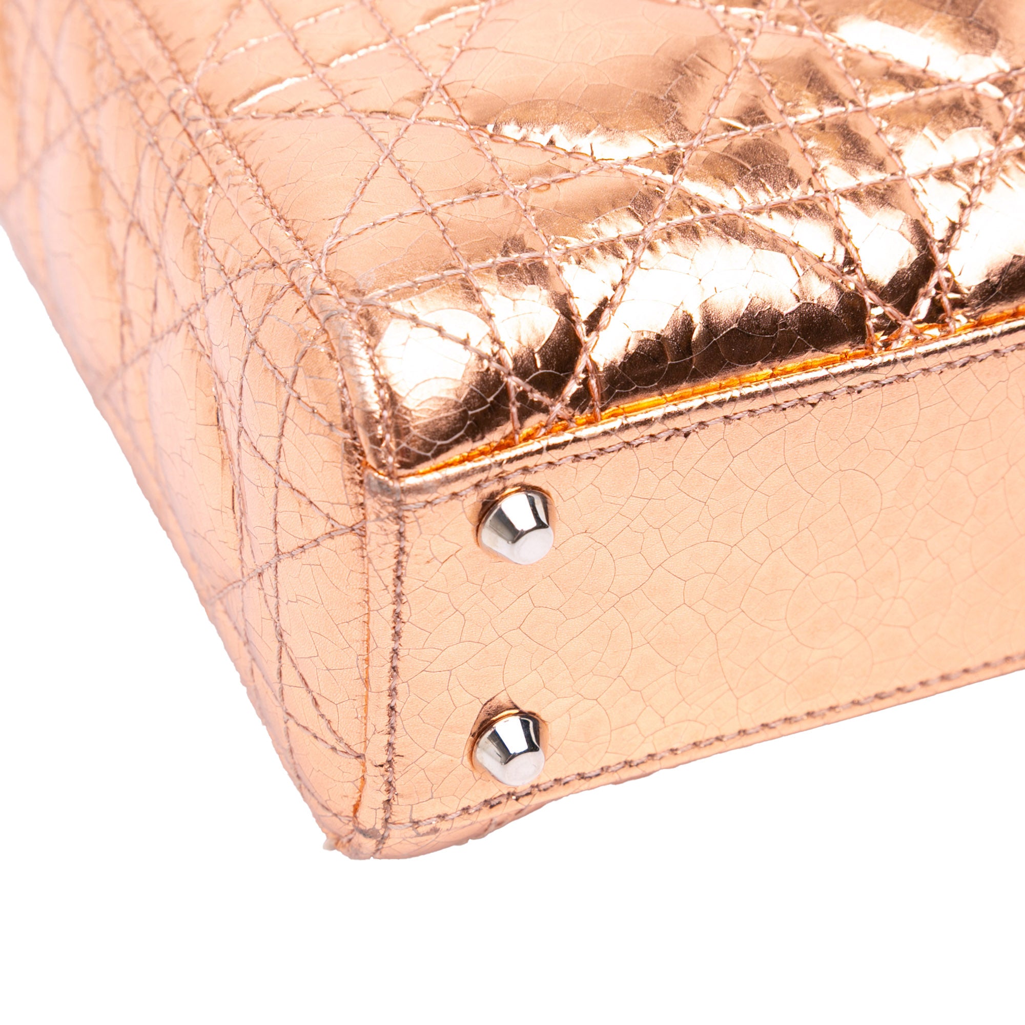 Dior Mini Metallic Crinkled Calfskin Cannage Lady Dior - image 8