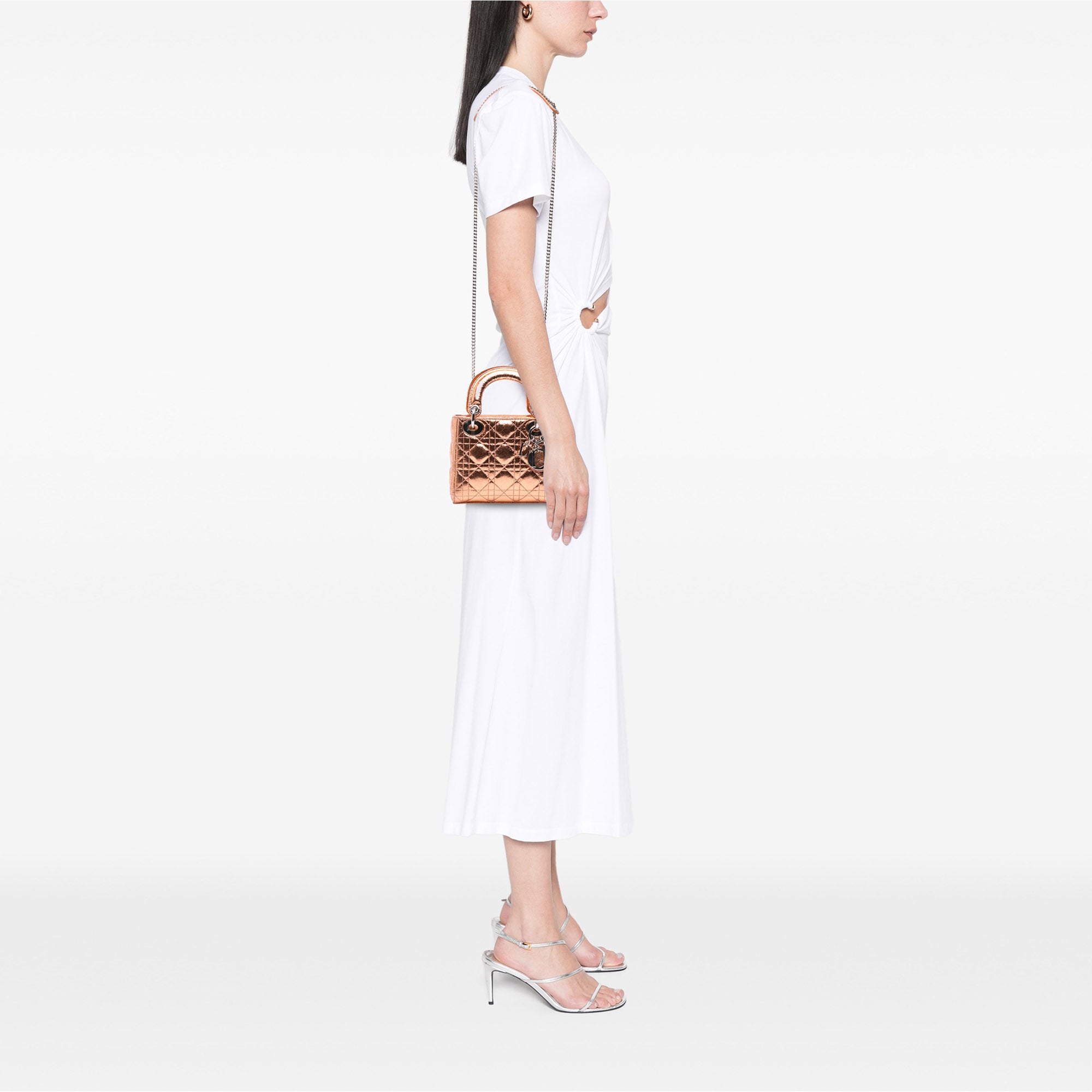 Dior Mini Metallic Crinkled Calfskin Cannage Lady Dior - image 9