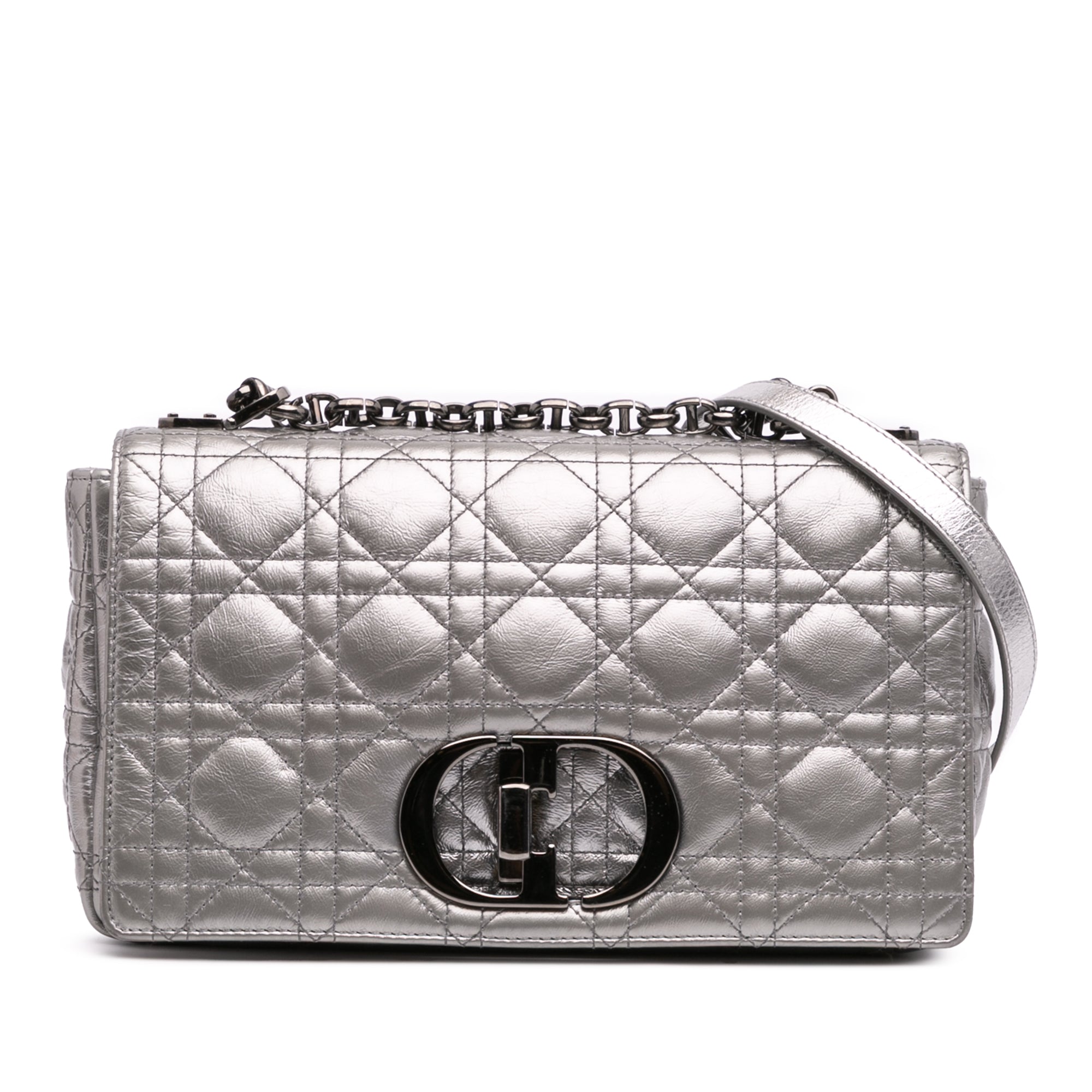 Dior Medium Metallic Calfskin Cannage Supple Caro Bag - image 1