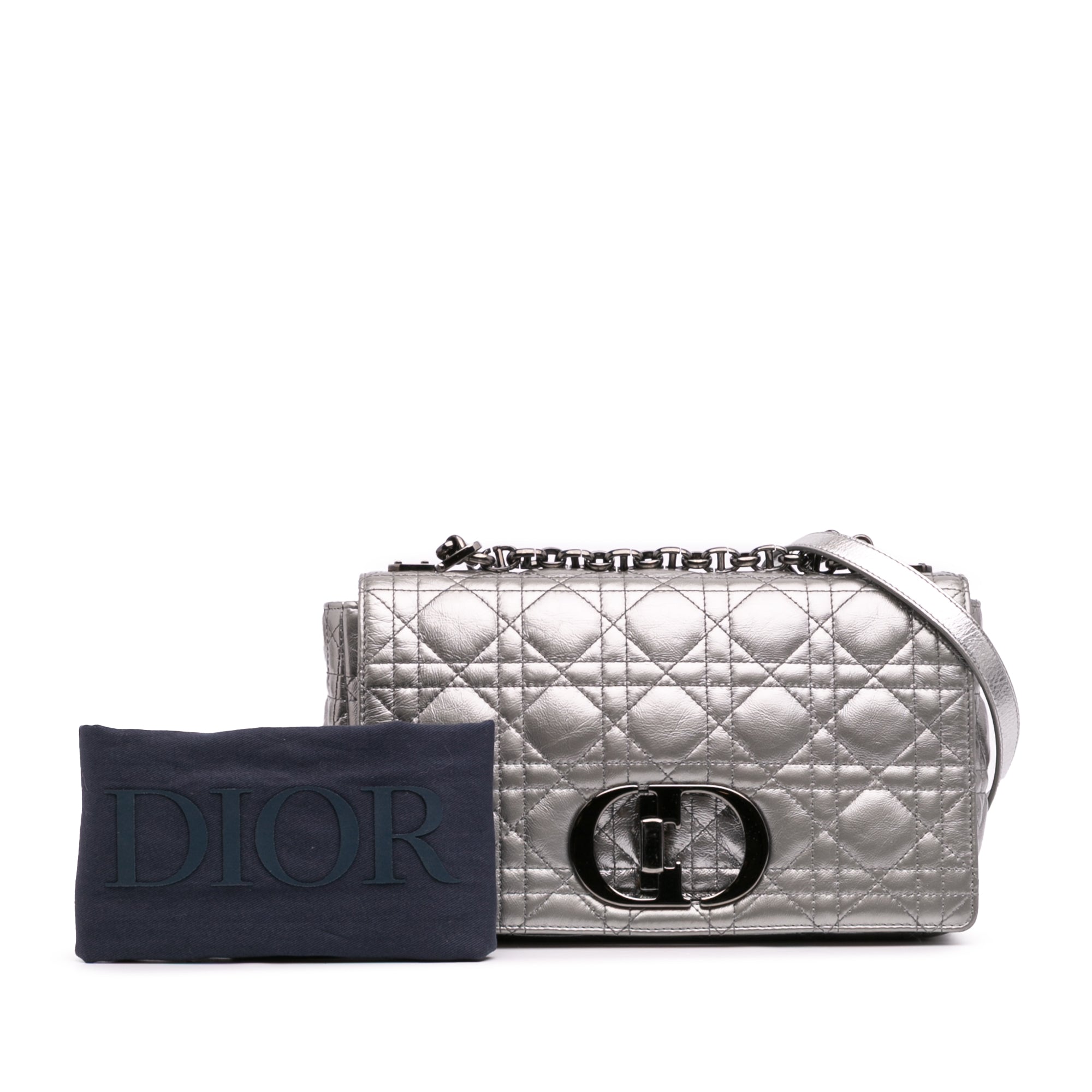 Dior Medium Metallic Calfskin Cannage Supple Caro Bag - image 10