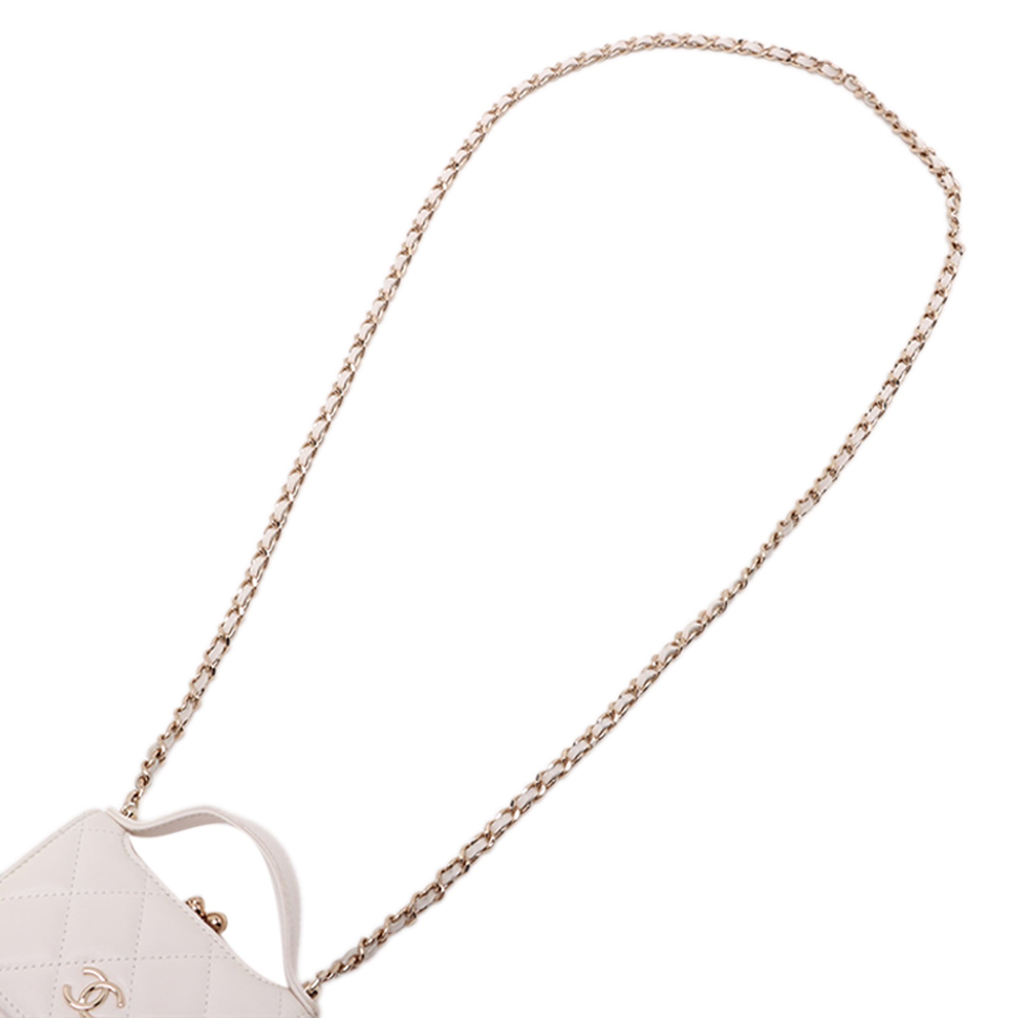 Chanel Mini CC Quilted Lambskin Kiss Lock Frame Top Handle Clutch with Chain - image 10