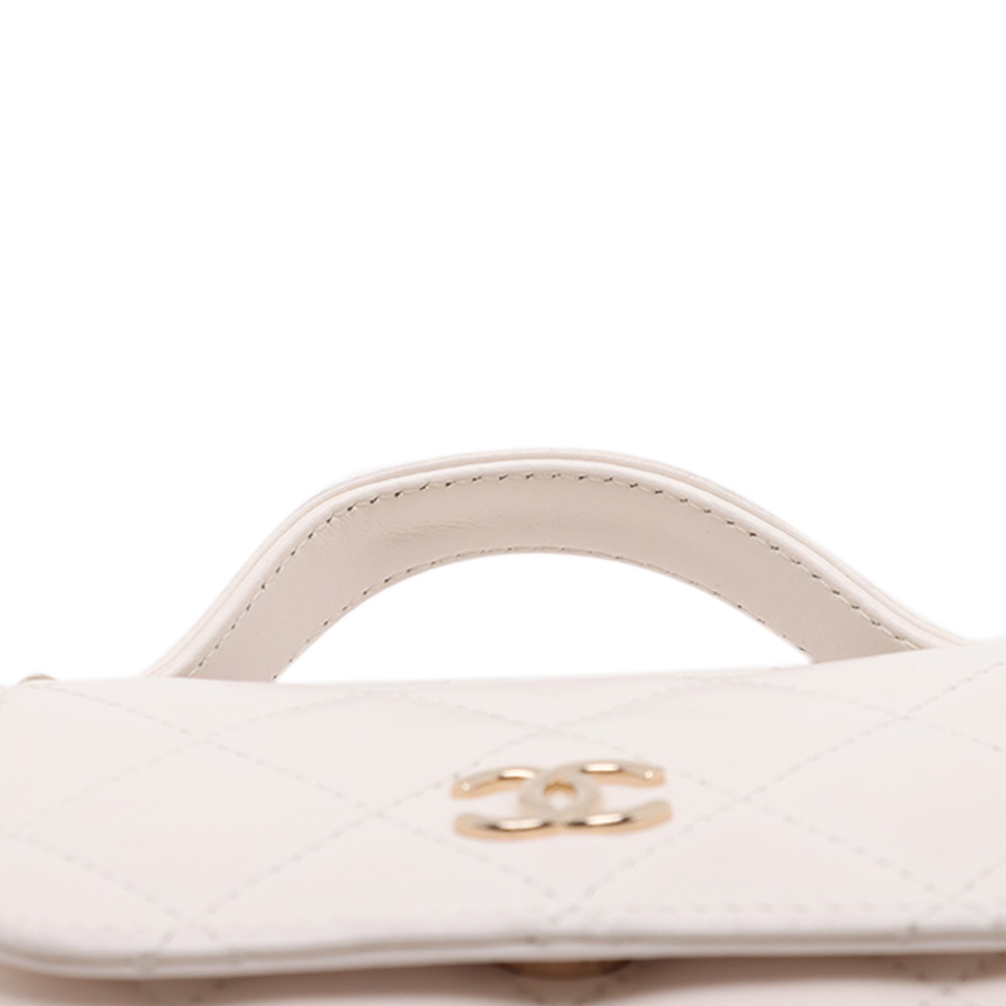 Chanel Mini CC Quilted Lambskin Kiss Lock Frame Top Handle Clutch with Chain - image 8