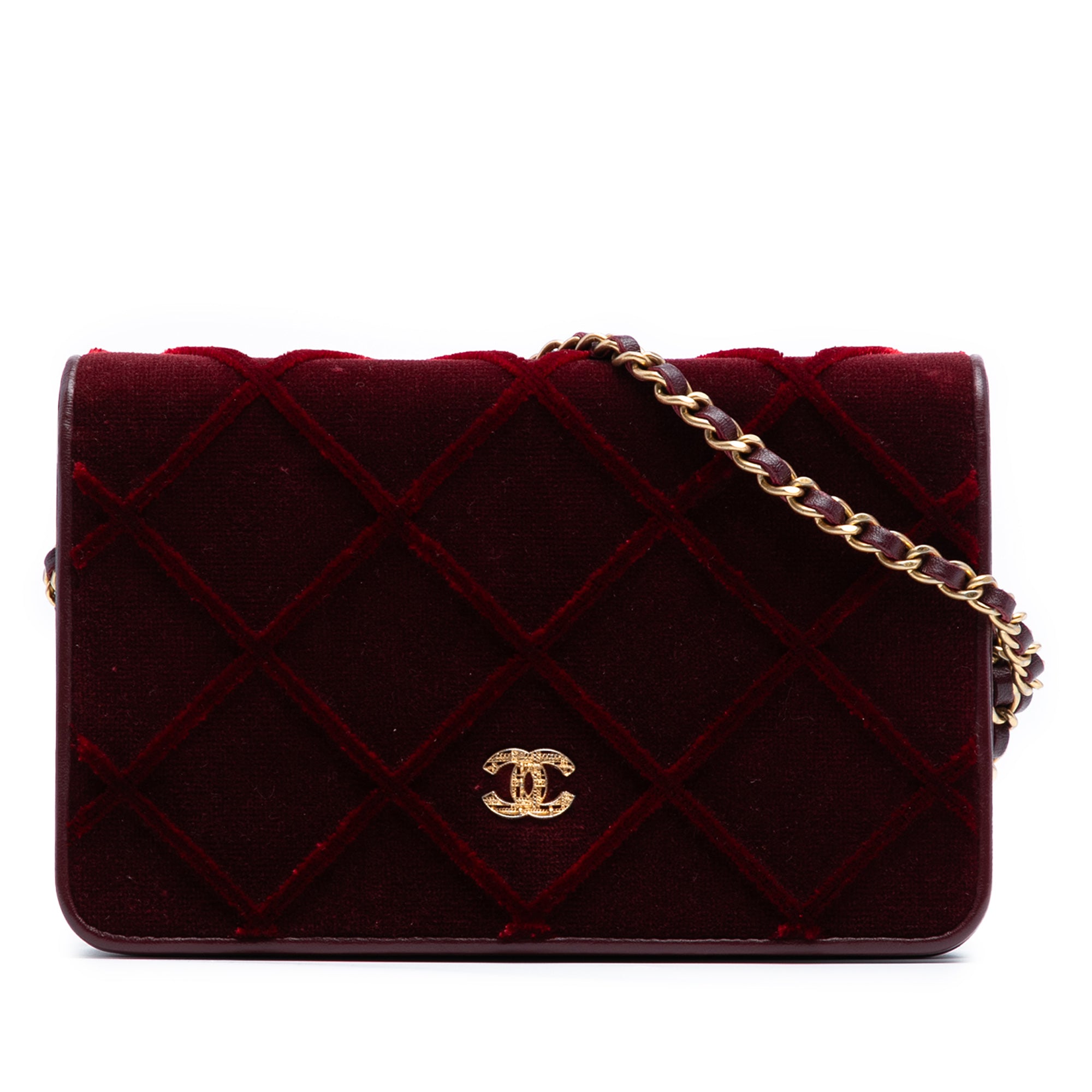 Chanel CC Quilted Velvet Wallet on Chain - image 1