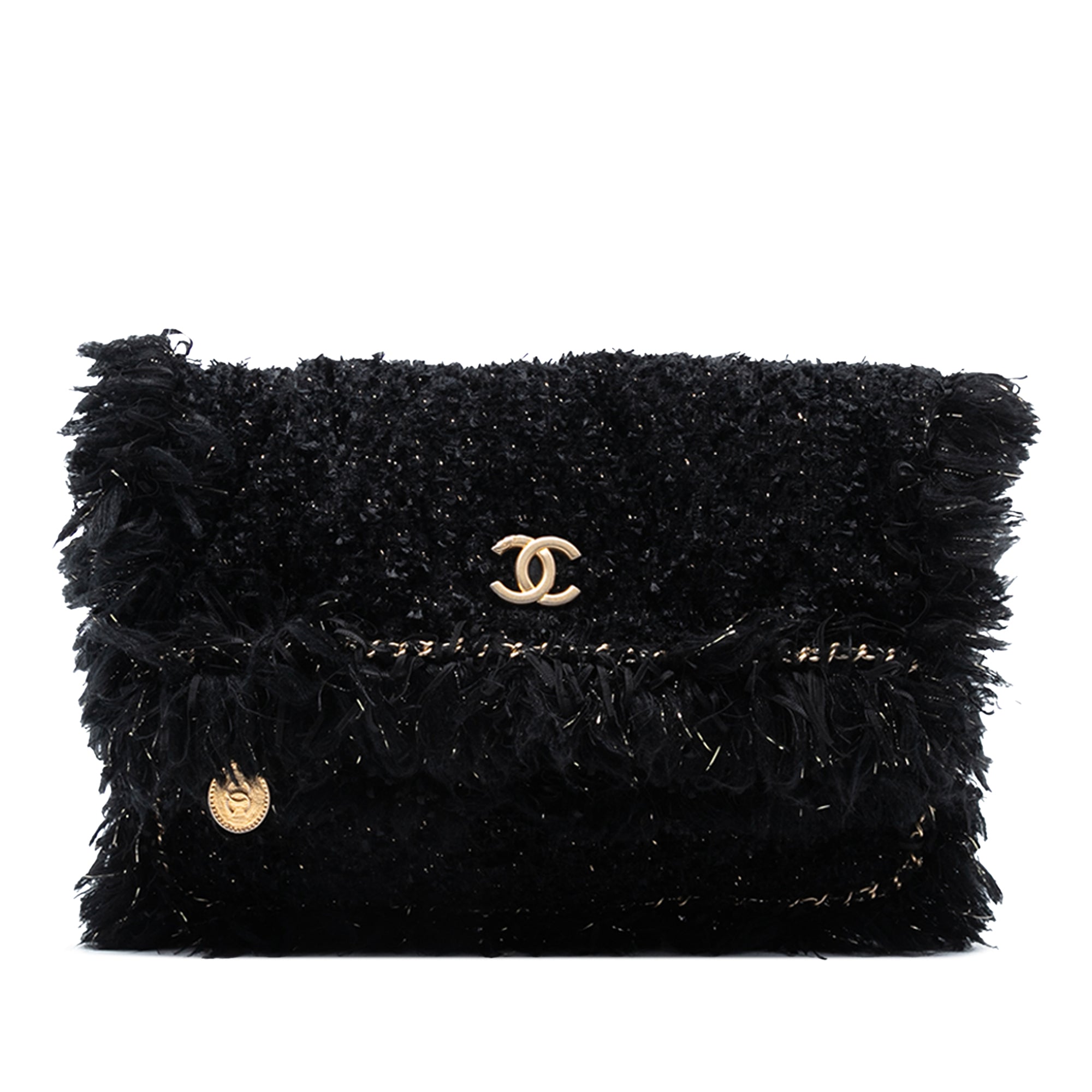 Chanel Paris Cosmopolite Tweed Fringe Clutch - image 1
