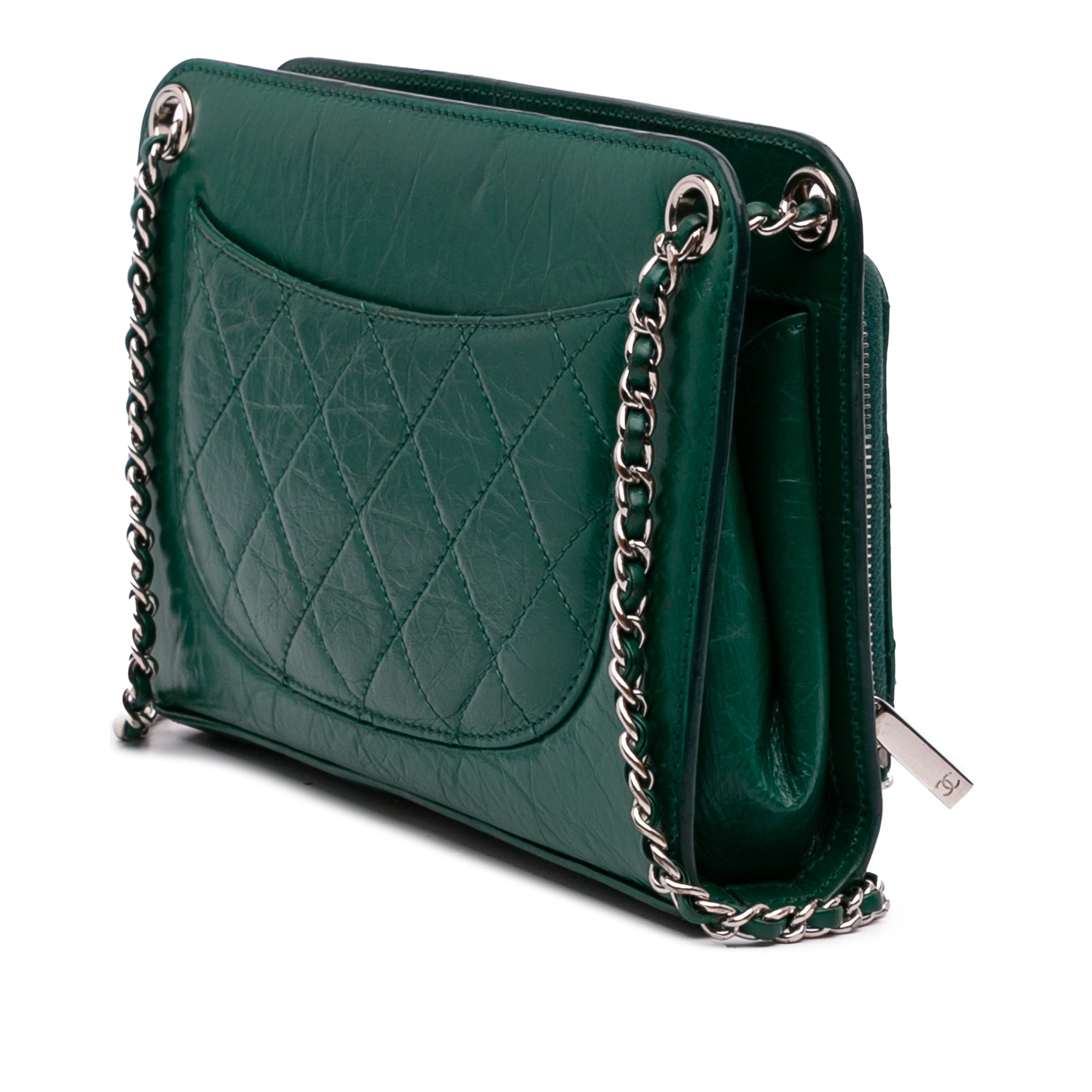Chanel CC Quilted Crinkled Calfskin Front Pocket Crossbody - image 2