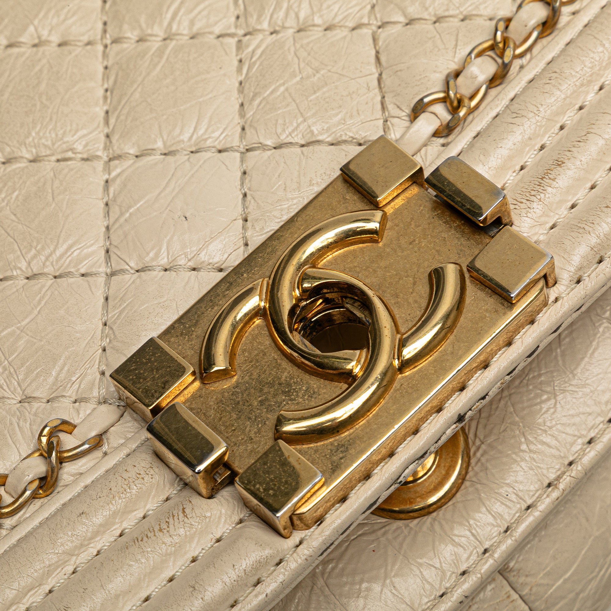 Chanel Old Medium Quilted Aged Calfskin Jacket Boy Flap - image 5