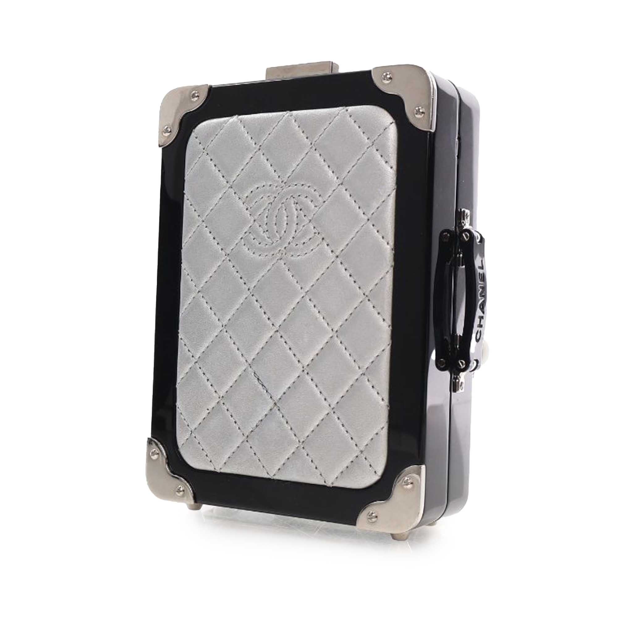 Chanel Acrylic and Lambskin Evening In The Air CC Trolley Minaudiere Clutch on Chain - image 2