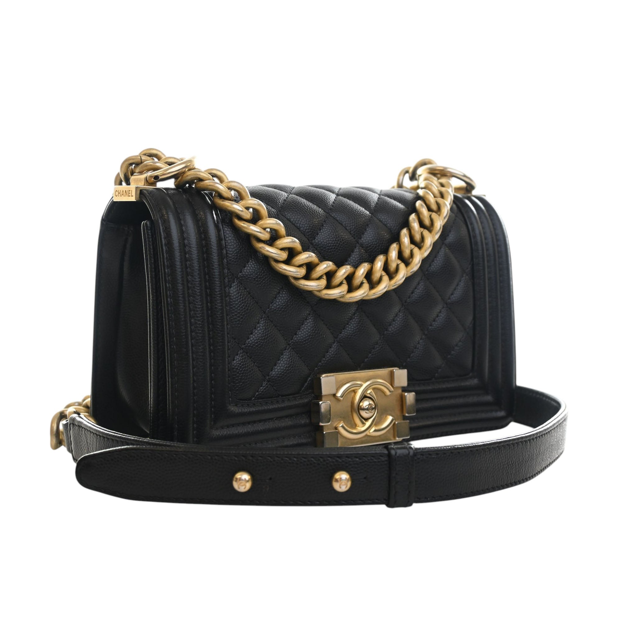 Chanel Small Quilted Caviar Boy Flap - image 8